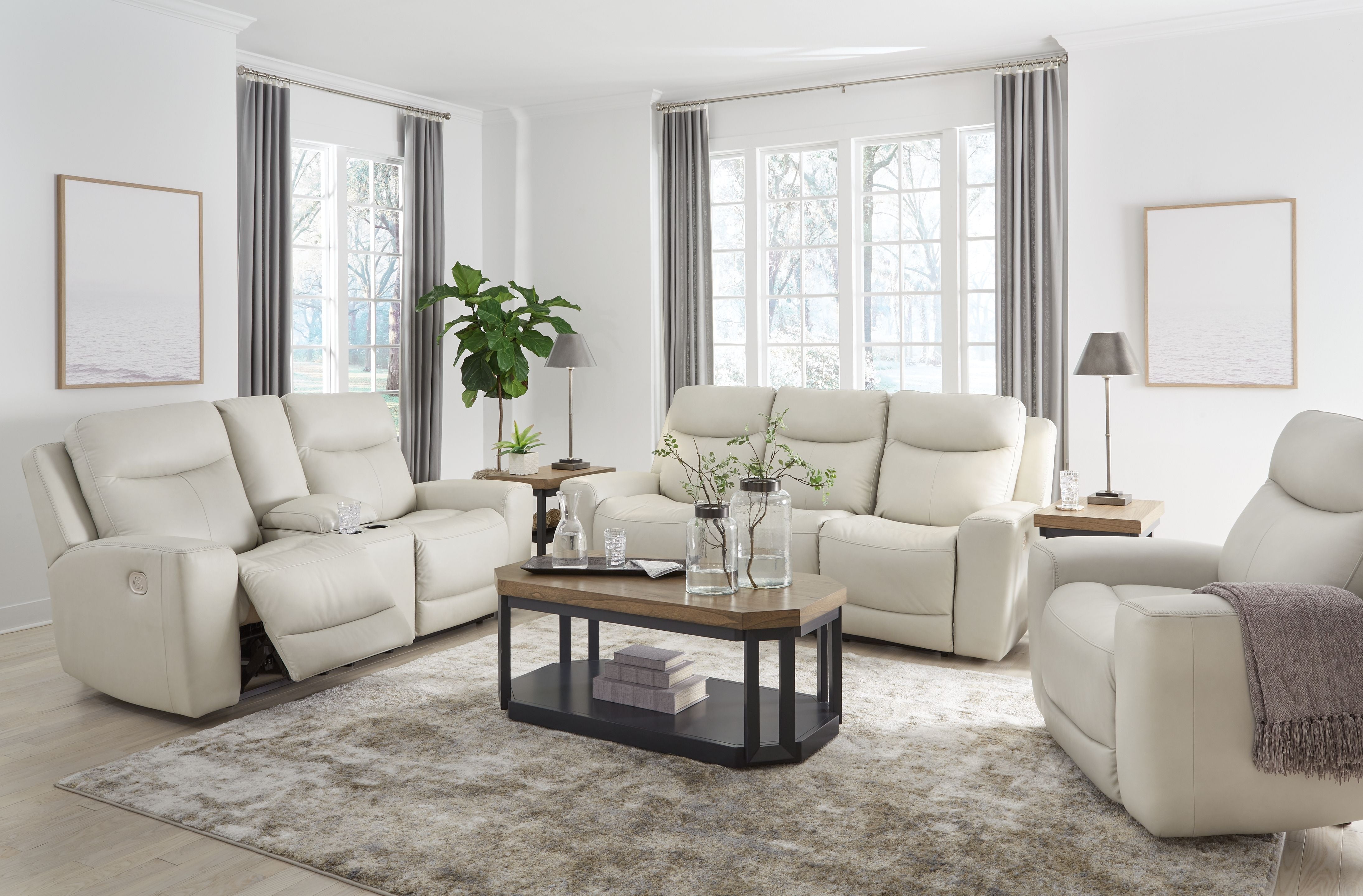 Signature Design by Ashley® Mindanao - Coconut - 3 Pc. - Power Reclining Sofa, Power Reclining Loveseat With Console, Power Recliner | Meri Furniture
