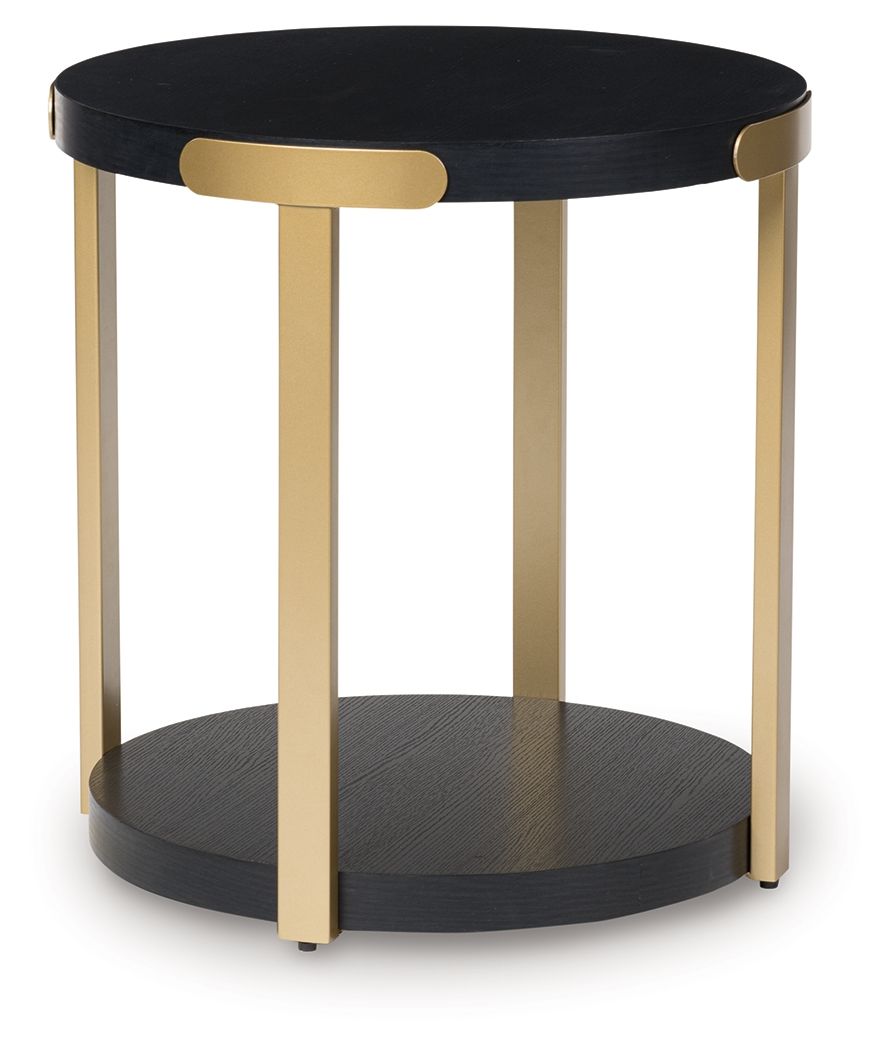 Shylore - Occasional Table Set (Set of 3) - Black / Brass Finish