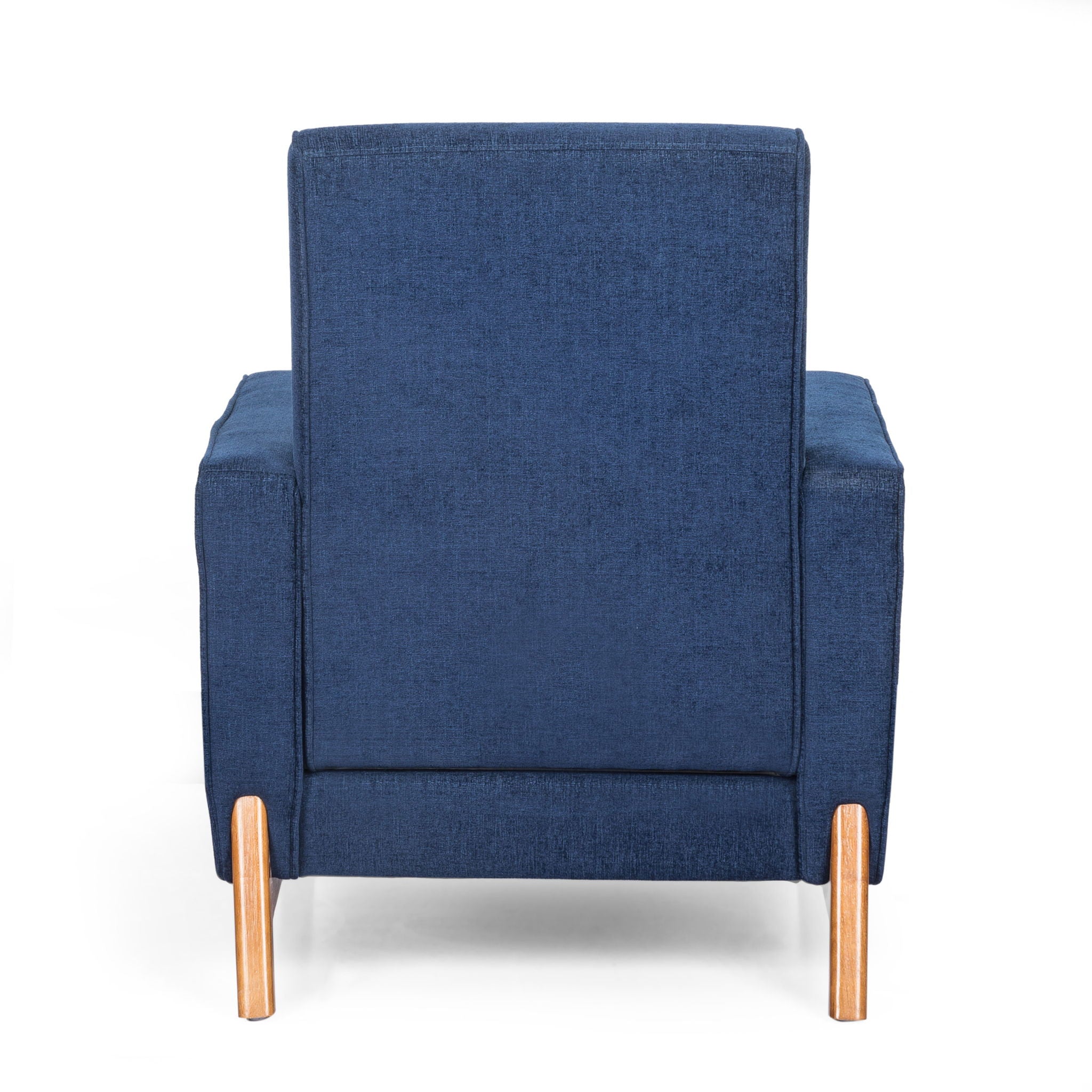 Mid Century Modern Club Chair With Upholstery And Rubberwood Legs - Navy Blue