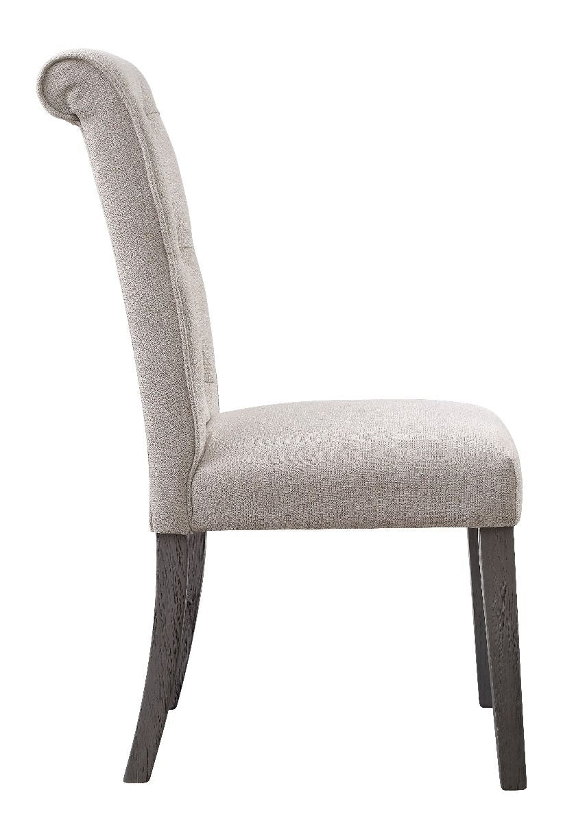 ACME Yabeina - Side Chair (Set of 2) - Beige Linen & Gray Finish | Meri Furniture
