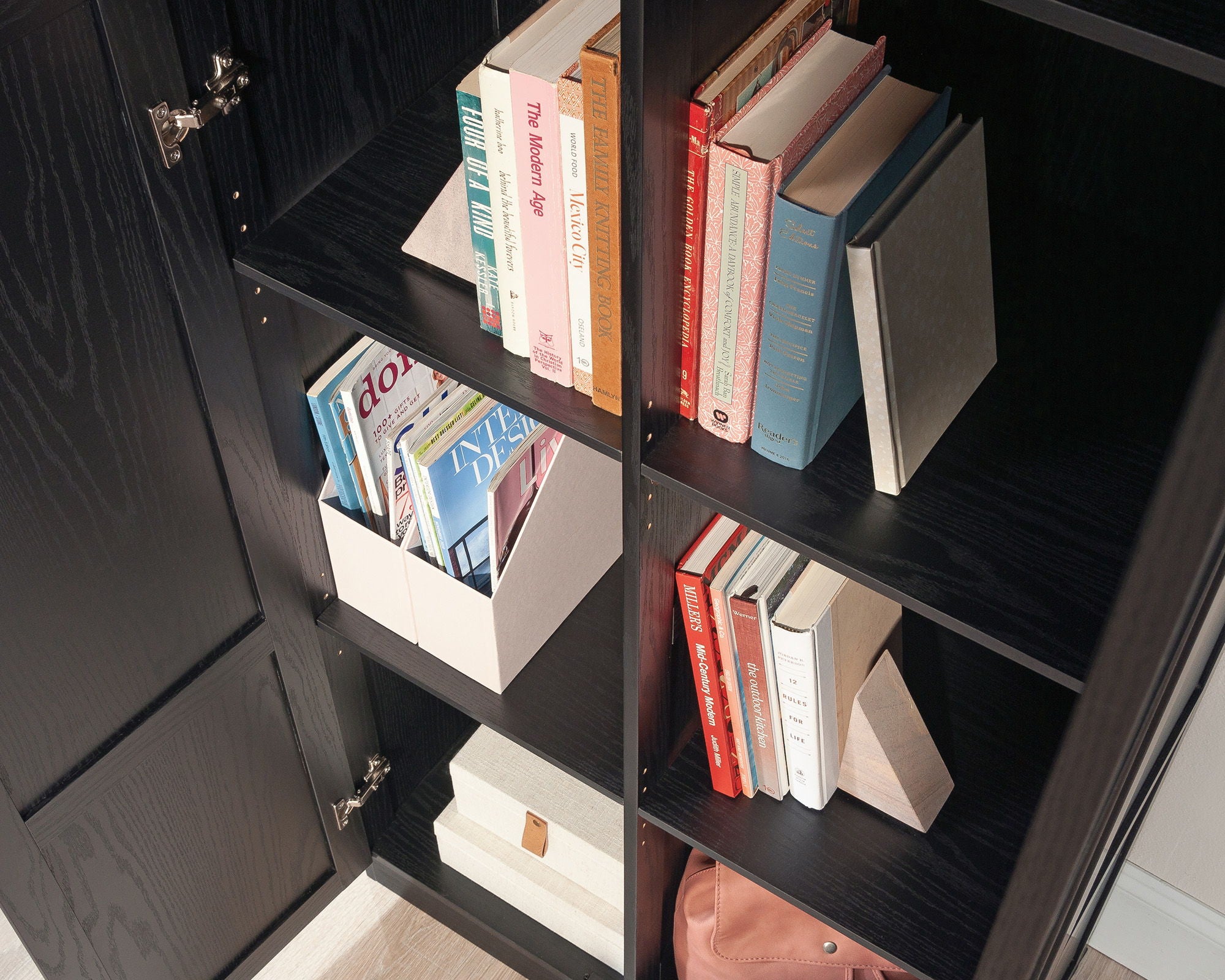 2-Door Storage Cabinet with Shelves in Black