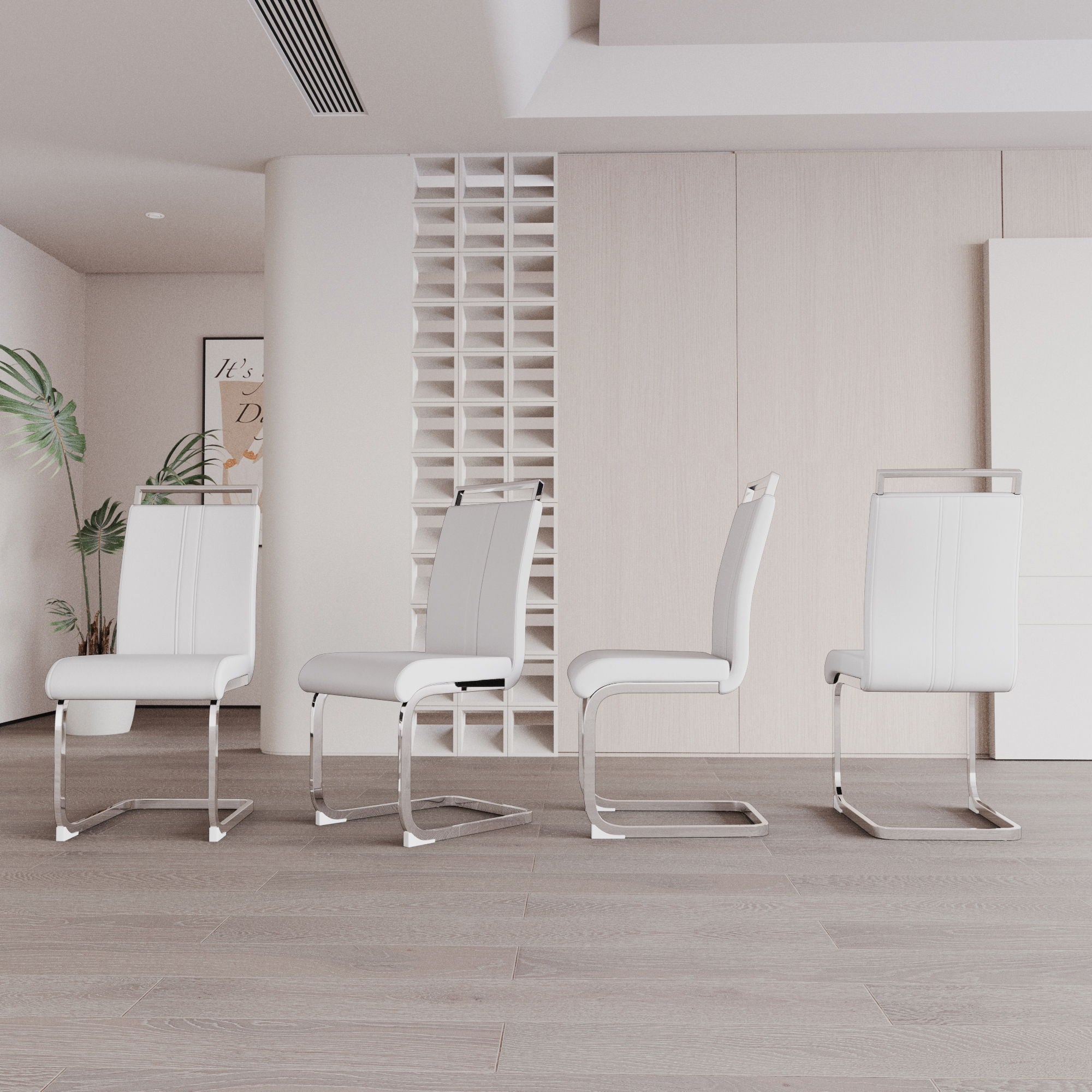 Modern Dining Chairs With Padded Seat, High Back