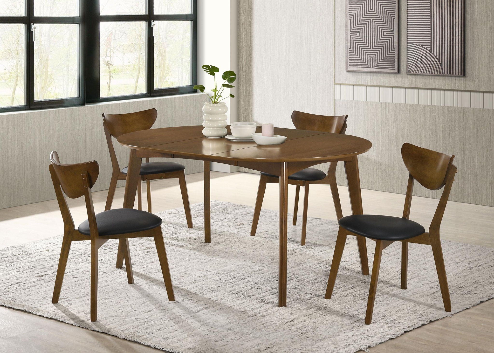 Jedda Oval 60-inch Extension Leaf Dining Table Dark Walnut