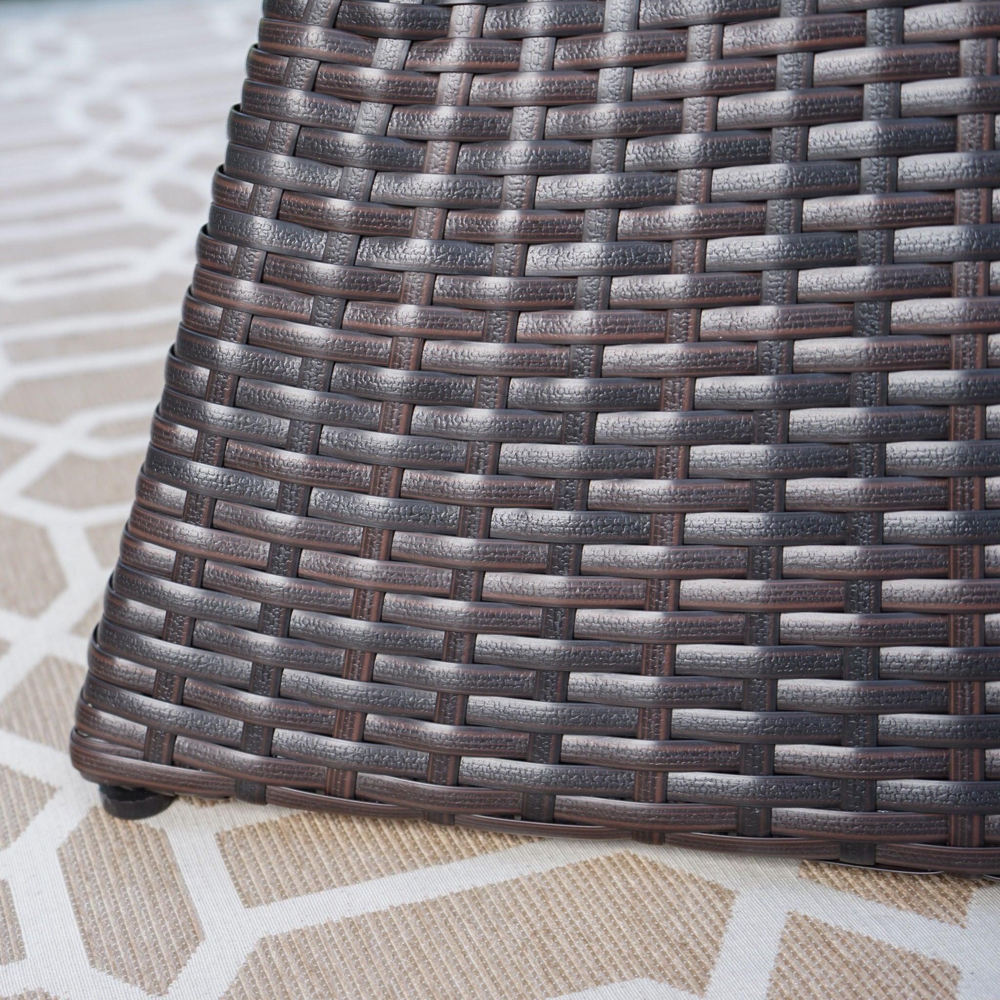 Outdoor Wicker End Table - Brown Multi