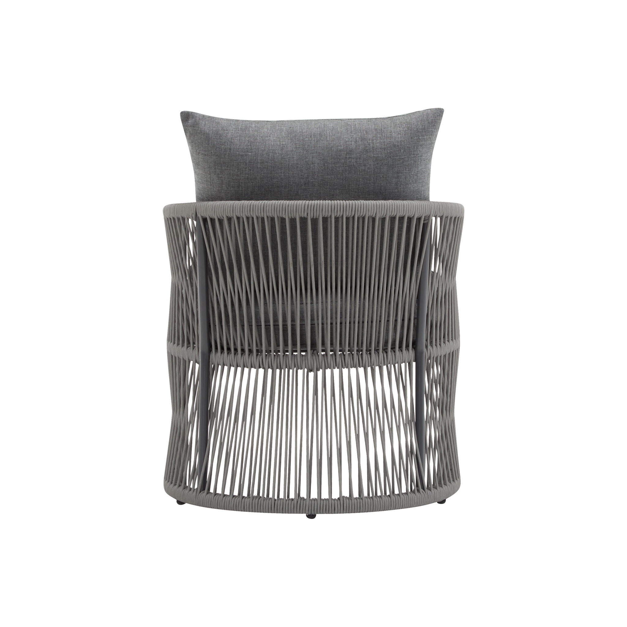 Modern Curved Aluminum Lounge Chair With Stylish Rope Weave Design And Cushioned Comfort For Outdoor