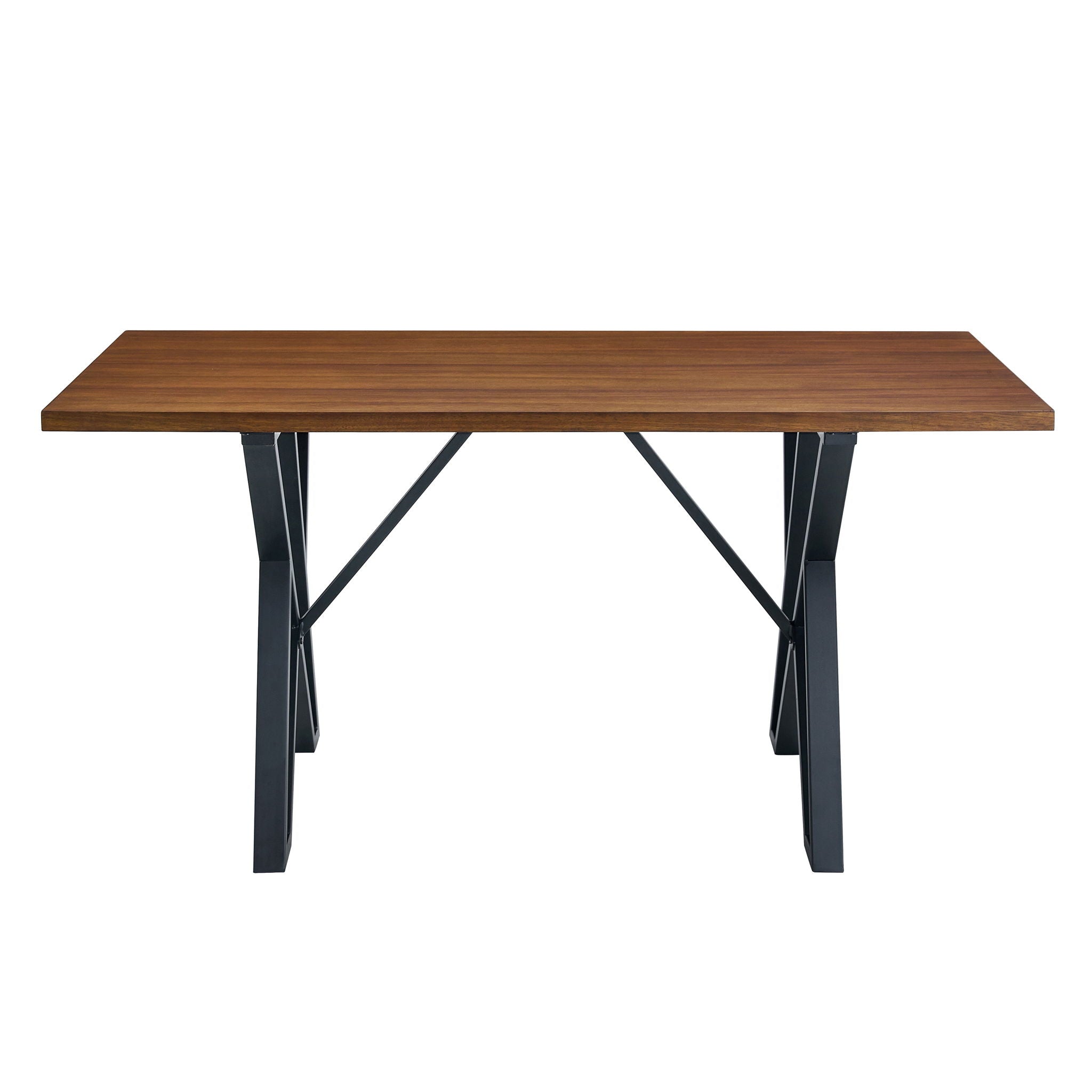 Industrial Style Indoor Dining Table With Metal Legs - Walnut / Black