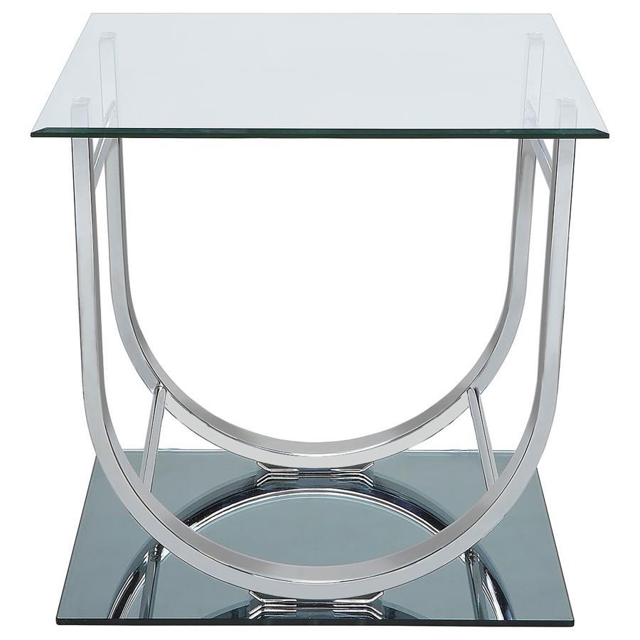 Coaster Fine Furniture Danville - Square U-Shaped Glass Top Side End Table - Chrome | Meri Furniture