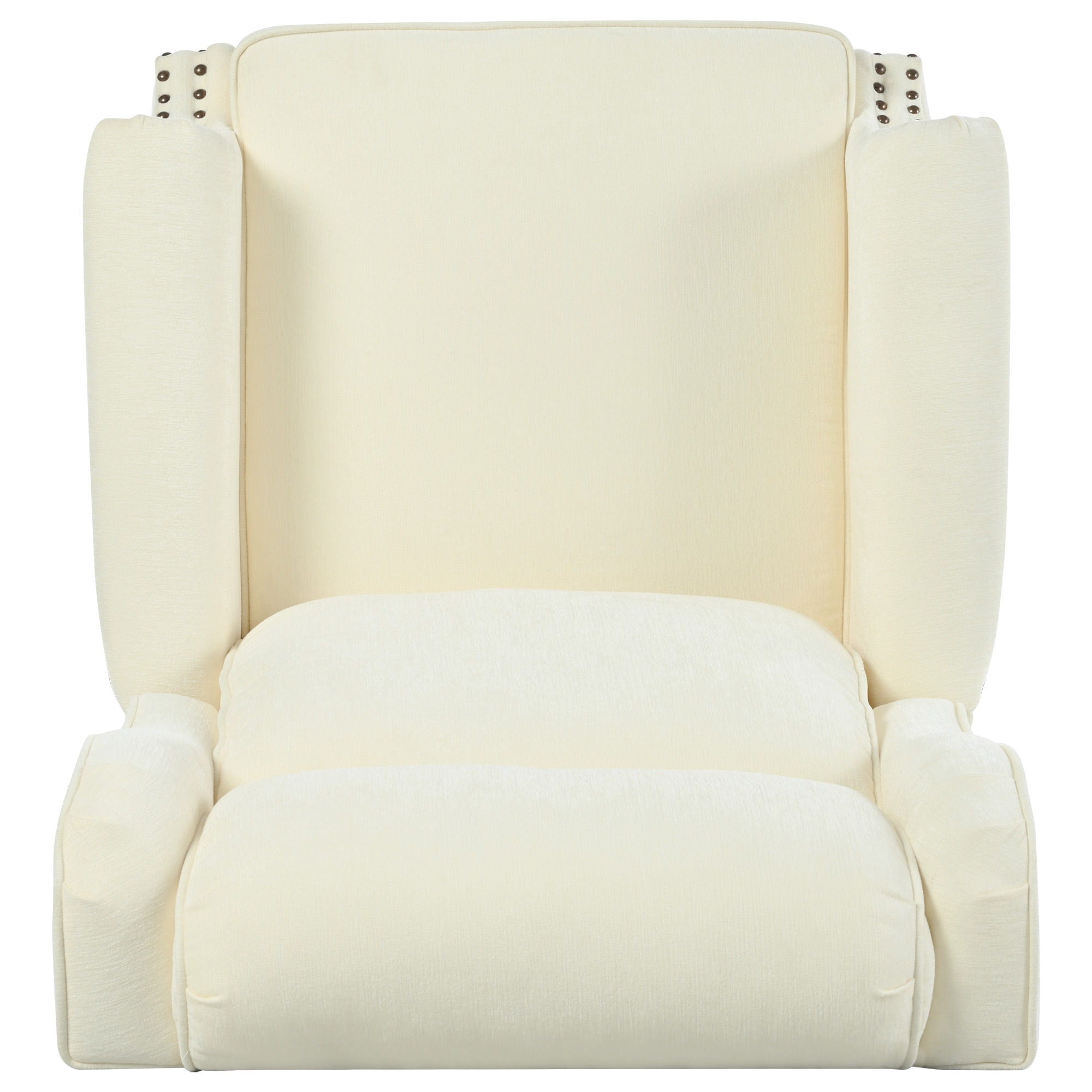 Push Back Recliner Chair Upholstered Recliner Armchair With Classic Wing Back And Solid Gourd-Shaped Legs
