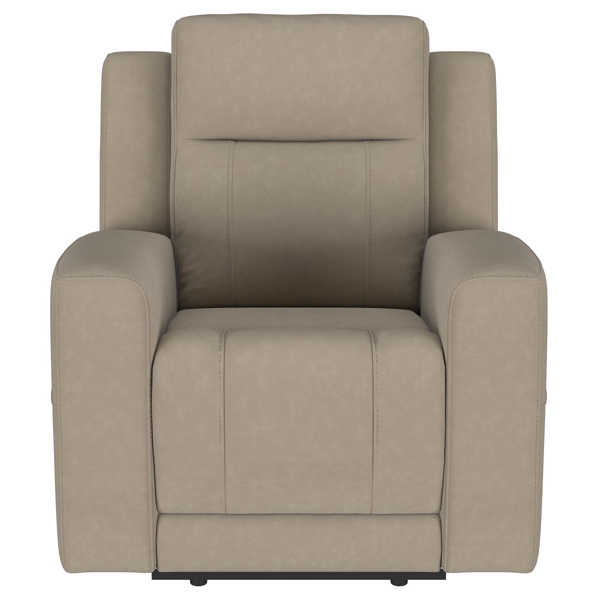 Slater - 3 Piece Upholstered Reclining Sofa Set And Built In Storage - Taupe