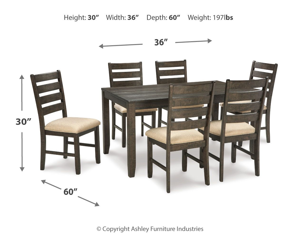 Signature Design by Ashley® Rokane - Brown - Dining Room Table Set (Set of 7) | Meri Furniture