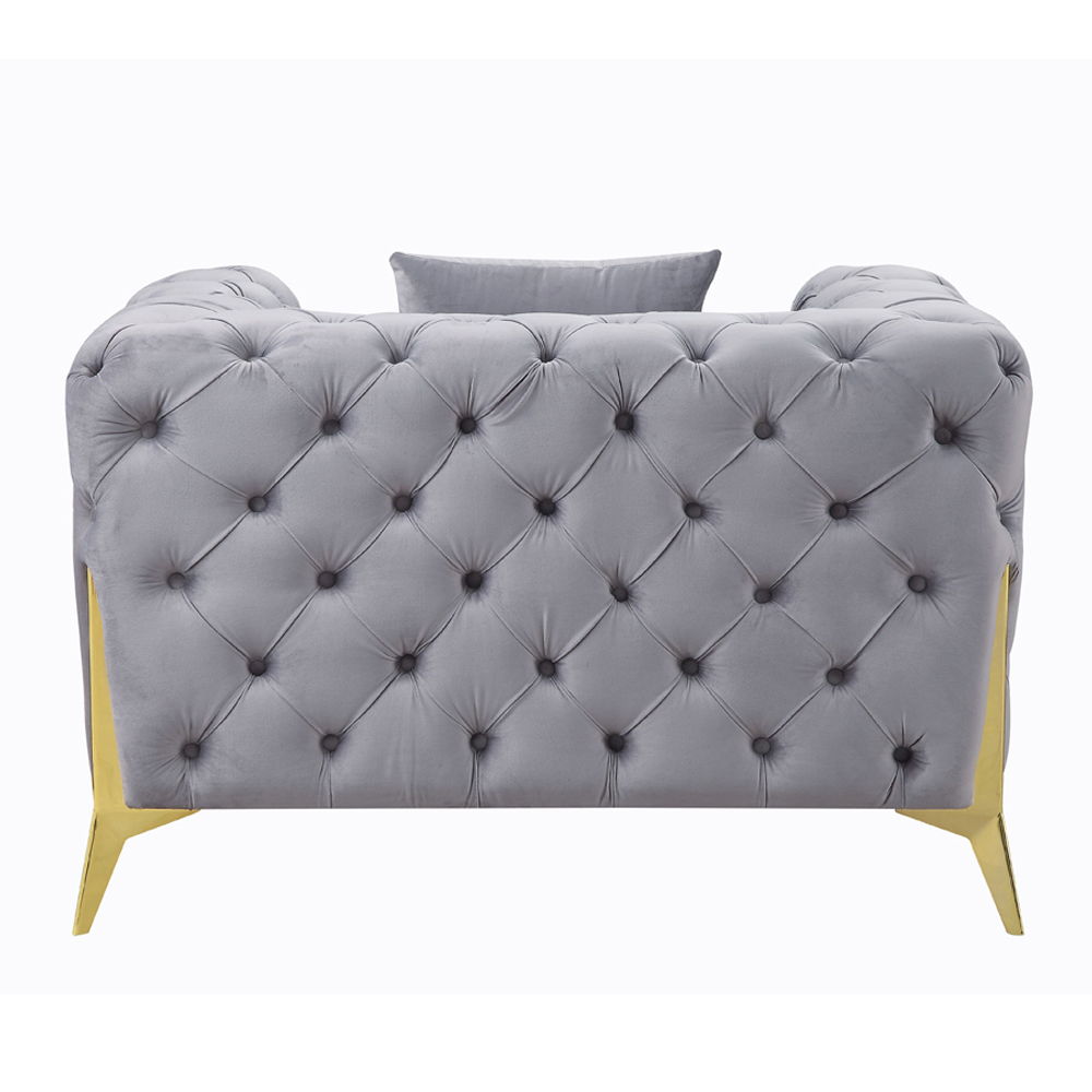 Jelanea - Chair With Pillow - Gray Velvet & Gold