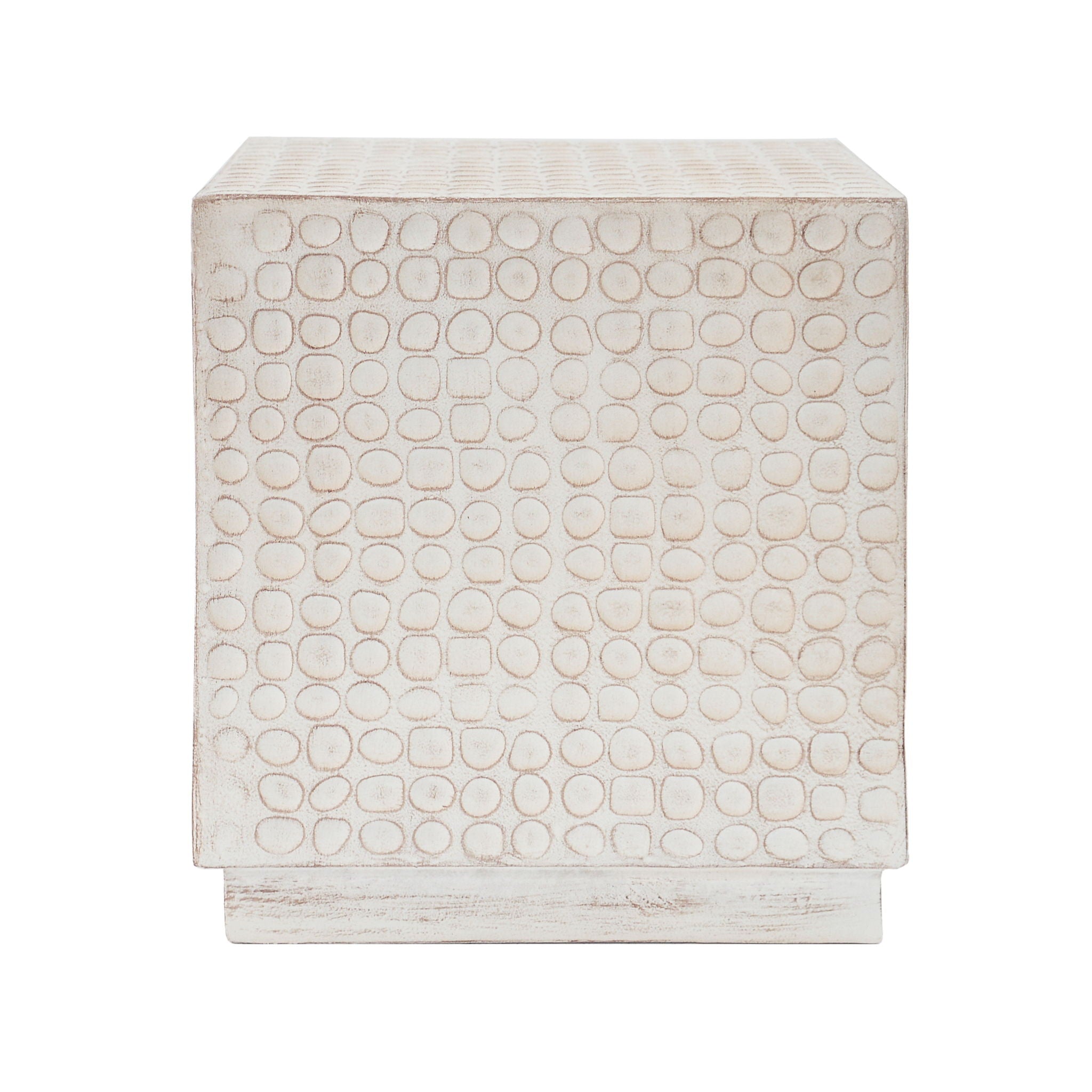 Chic Modern Mgo Cube Side Table With Fluted Design - Antique Brown