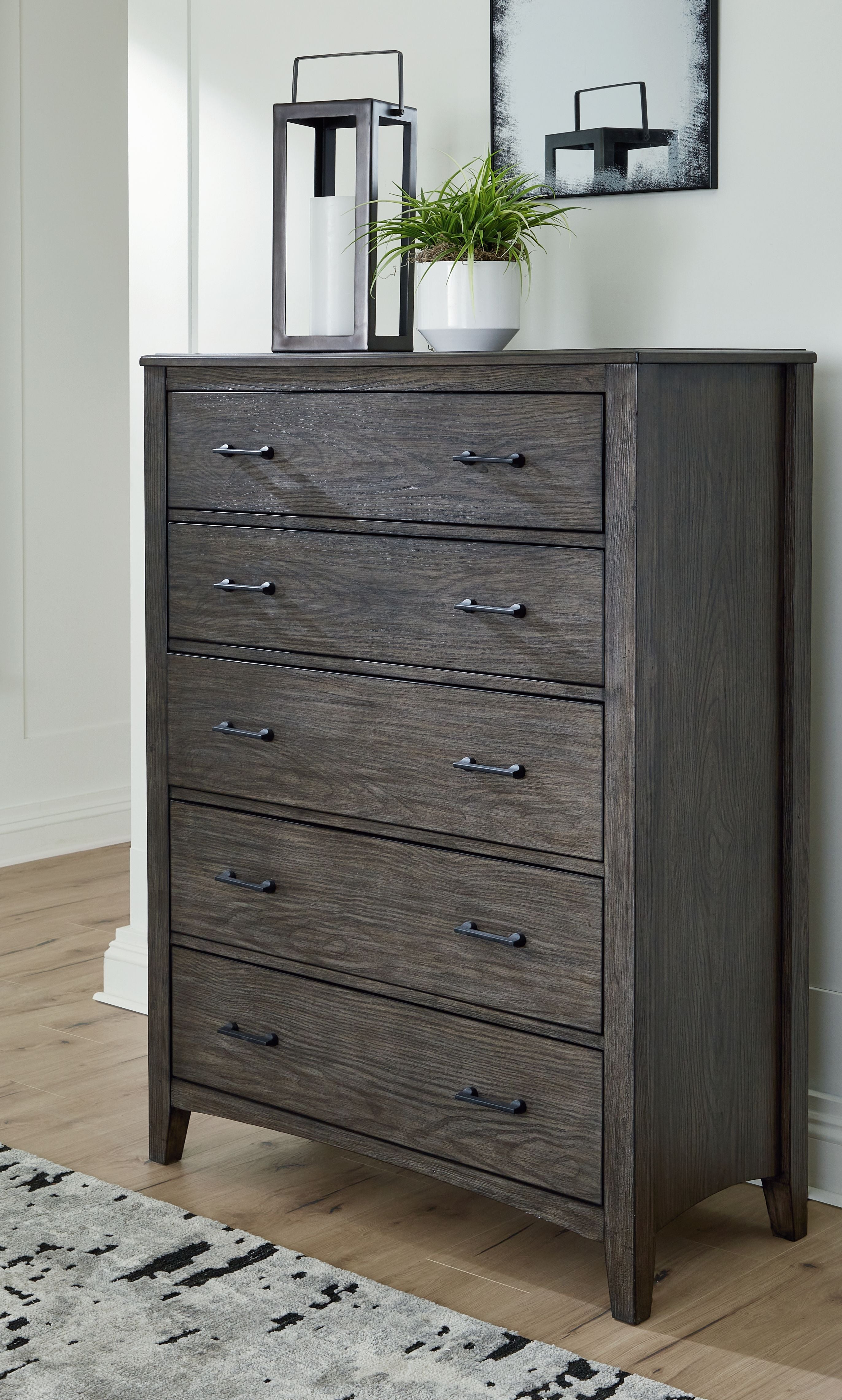 Signature Design by Ashley® Montillan - Grayish Brown - Five Drawer Chest | Meri Furniture