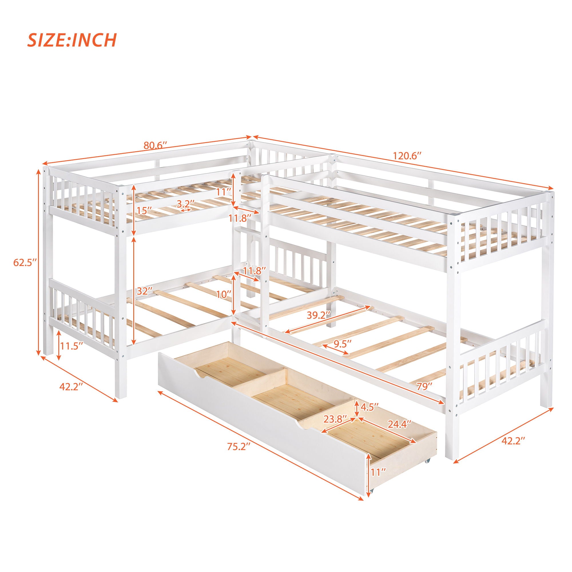 L Shaped Bunk Bed With Drawers