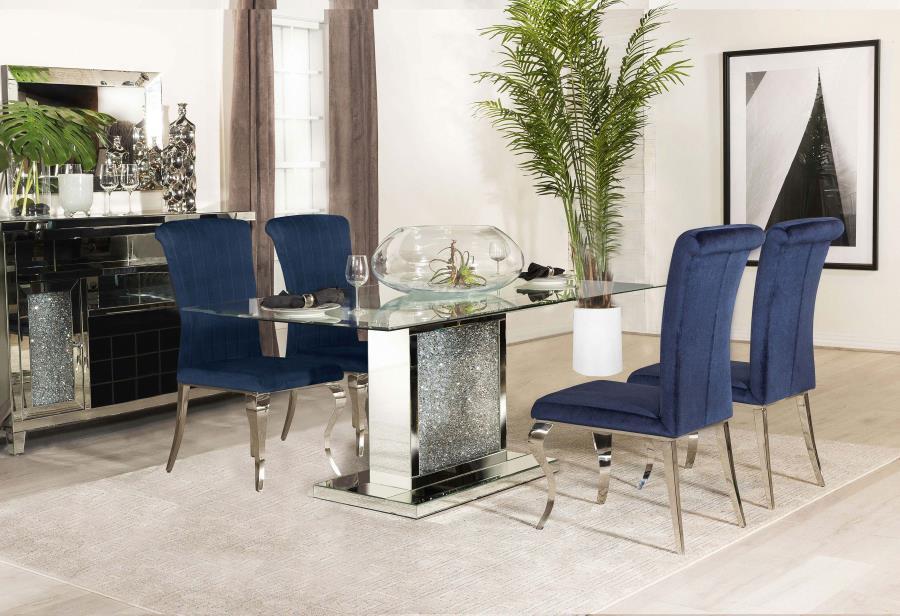 Coaster Fine Furniture Marilyn - Rectangular Mirrored Dining Table Set | Meri Furniture