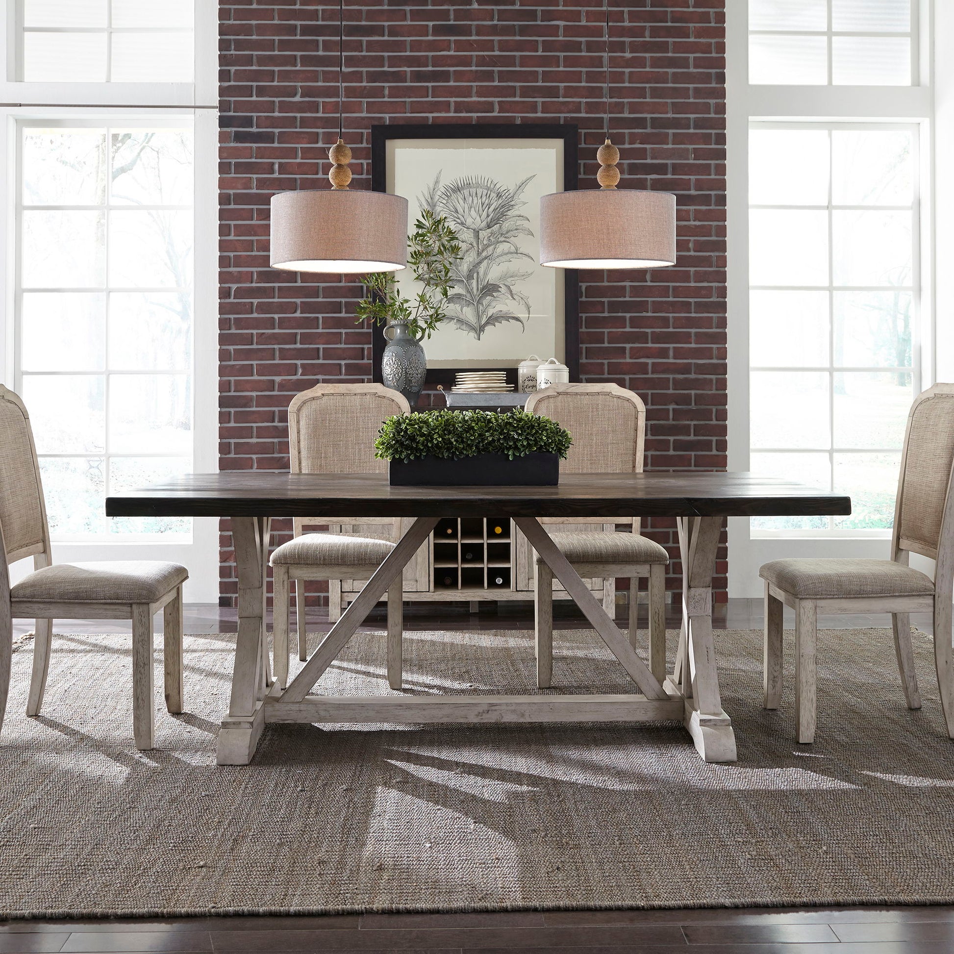 Liberty Furniture Willowrun - Trestle Table - Rustic White | Meri Furniture