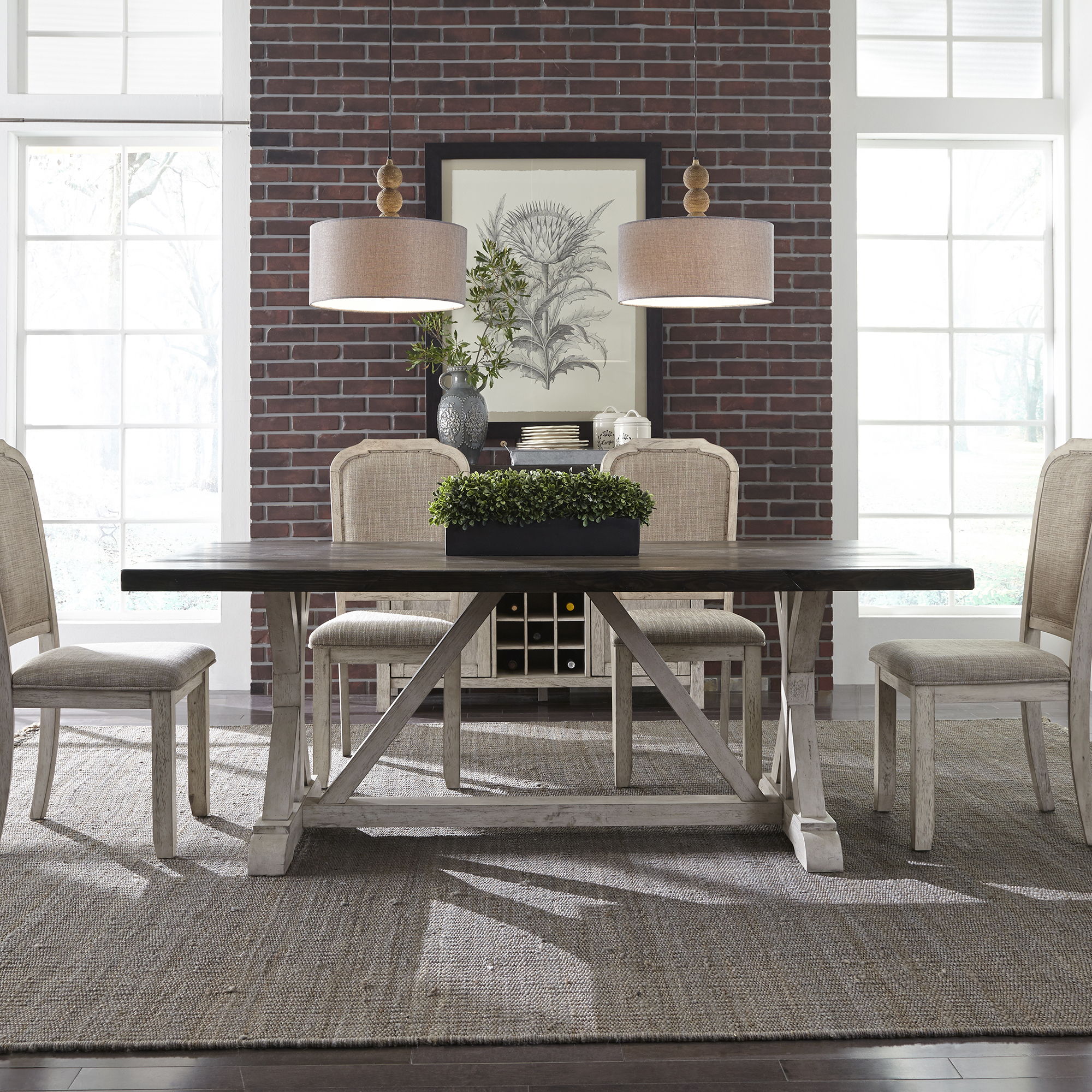 Liberty Furniture Willowrun - Trestle Table - Rustic White | Meri Furniture