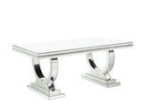 ACME Noralie - Dining Table - Mirrored - Glass - 30" | Meri Furniture