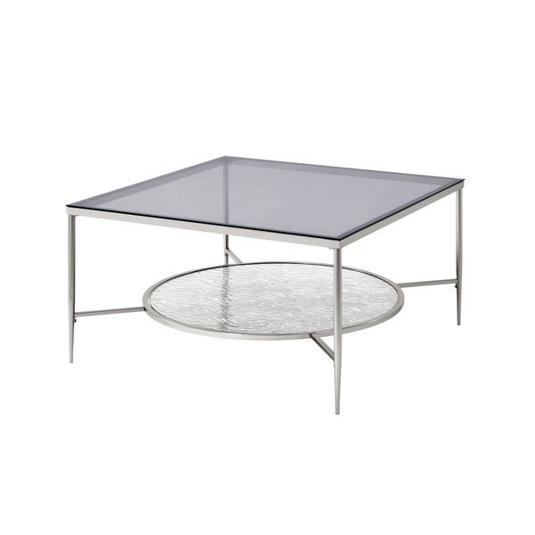 ACME Adelrik - Coffee Table - Glass & Chrome Finish | Meri Furniture