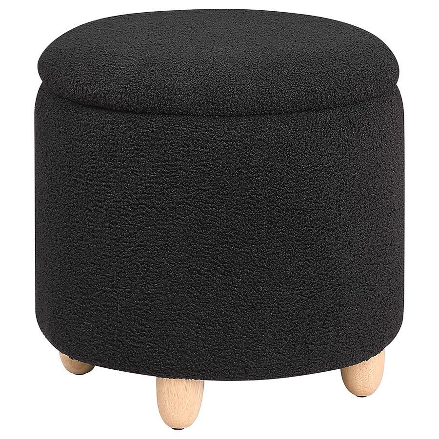 Coaster Fine Furniture Valia - Faux Sheepskin Upholstered Round Storage Ottoman | Meri Furniture