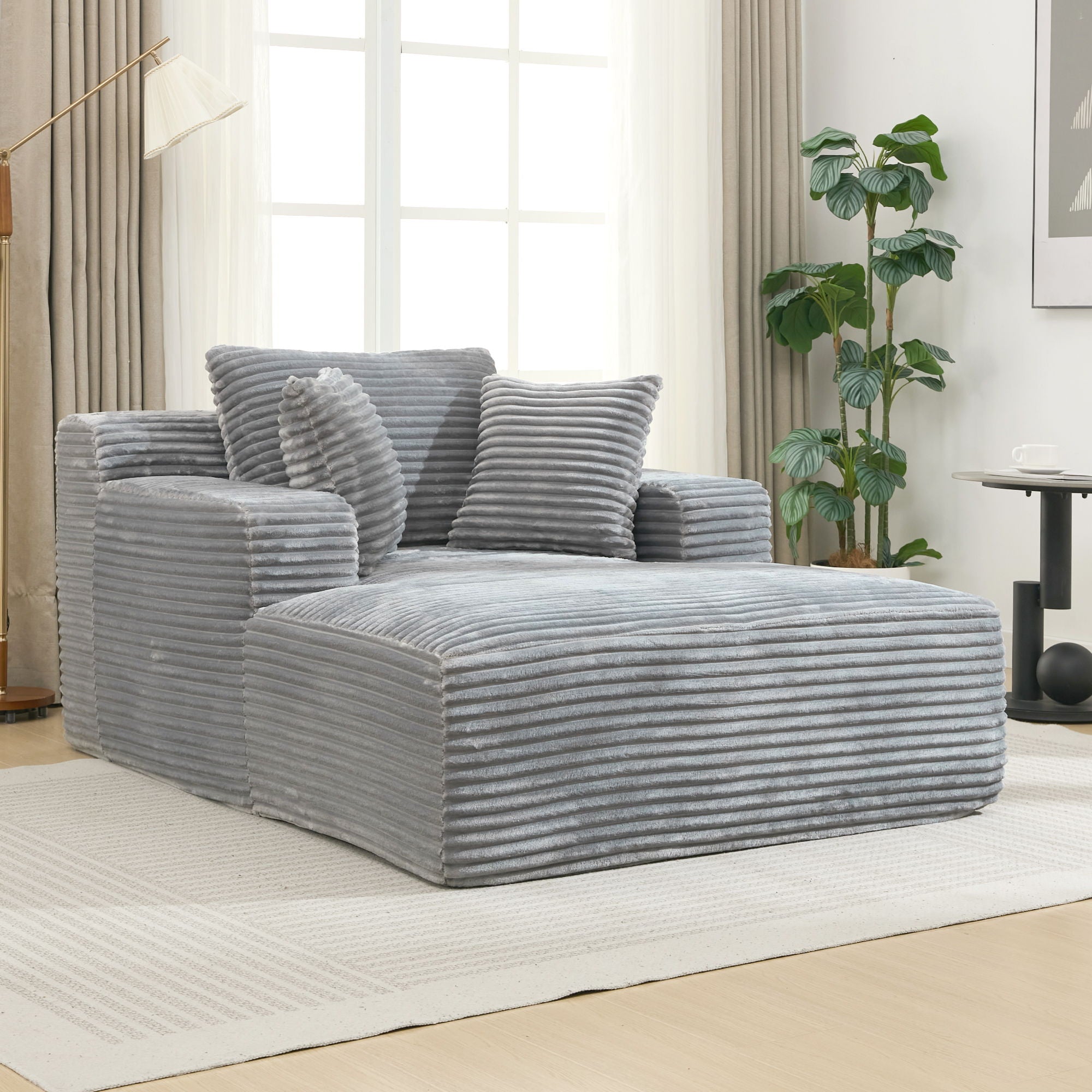 Modern Full Compressed Chaise Lounge Sofa Bed With Removable Pillows
