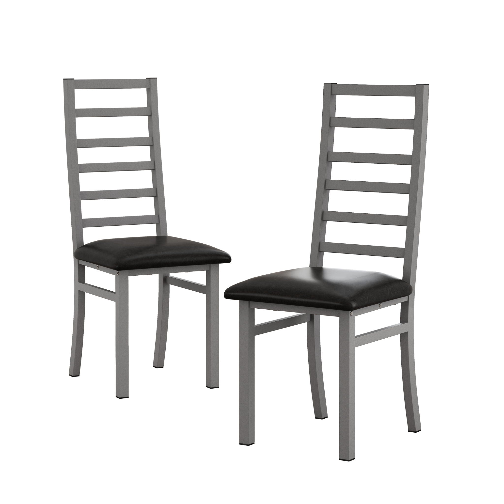 Metal Dining Chairs With Steel Legg, High Back Armless Design