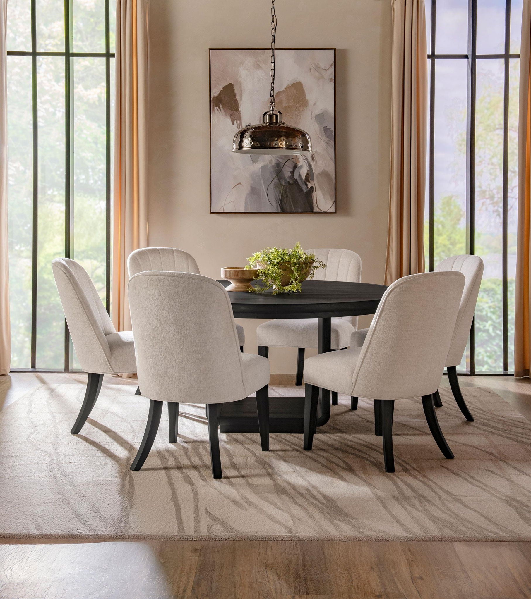 Leandro 60-inch Round Dining Table Burnished Black