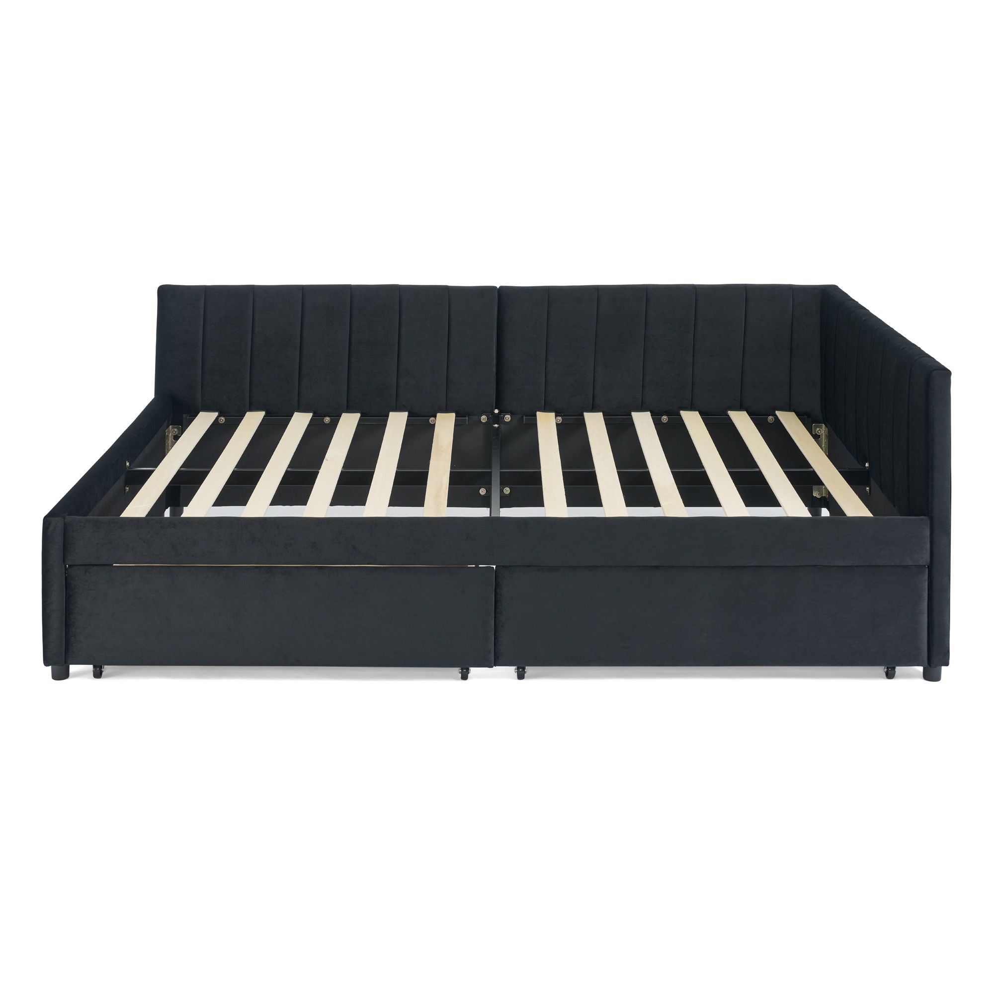 Upholstered Tufted Daybed Frame With Storage Drawers