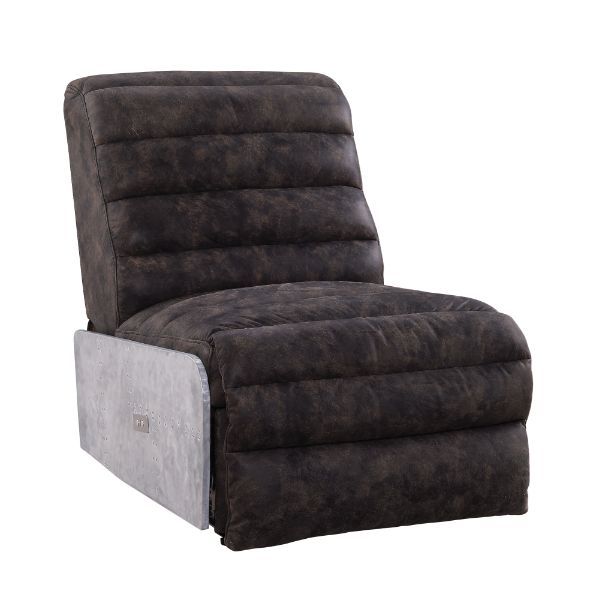 ACME Okzuil - Recliner - 2-Tone Gray Top Grain Leather & Aluminum | Meri Furniture