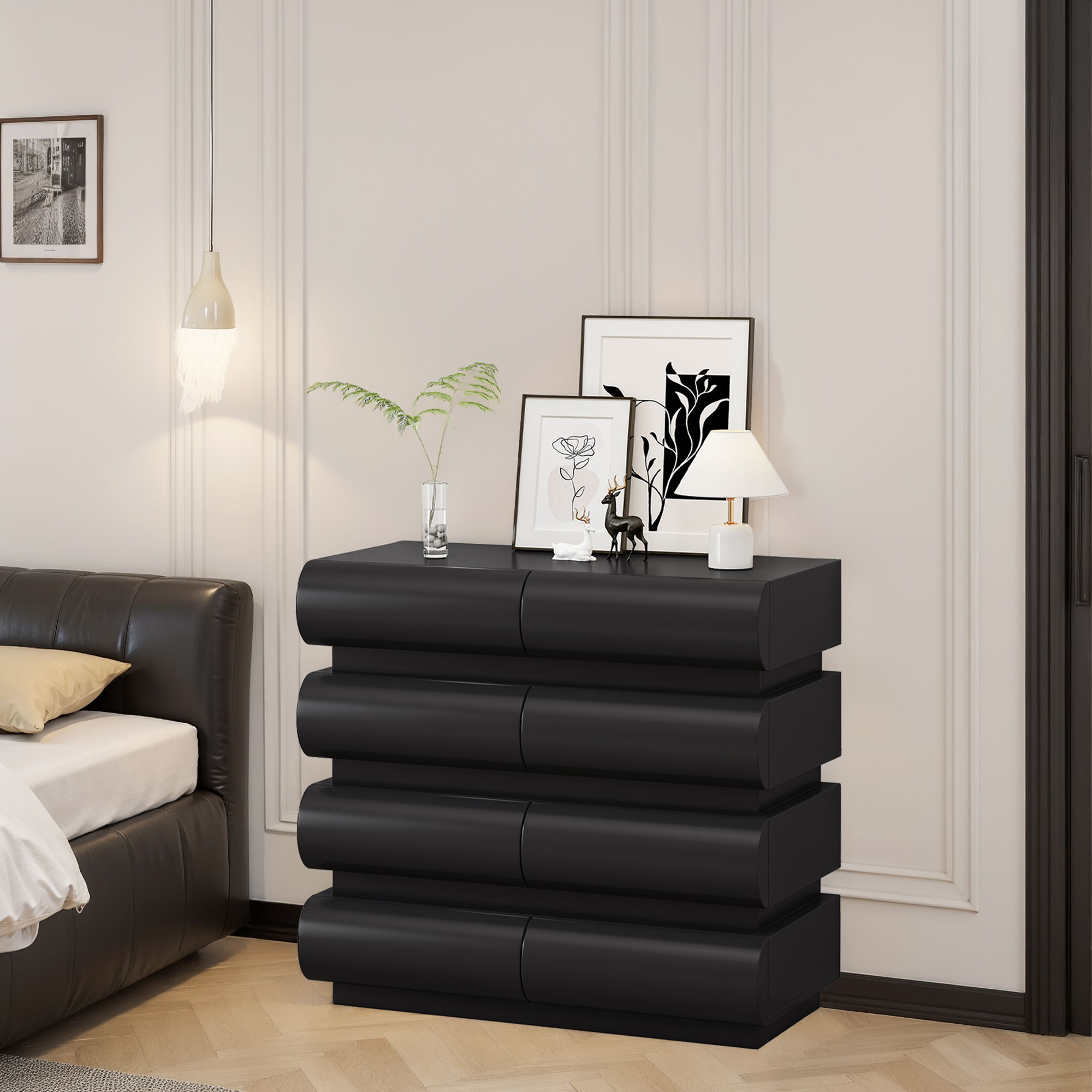 Minimalist Handle Less 8 Drawer Dresser With Wide Storage