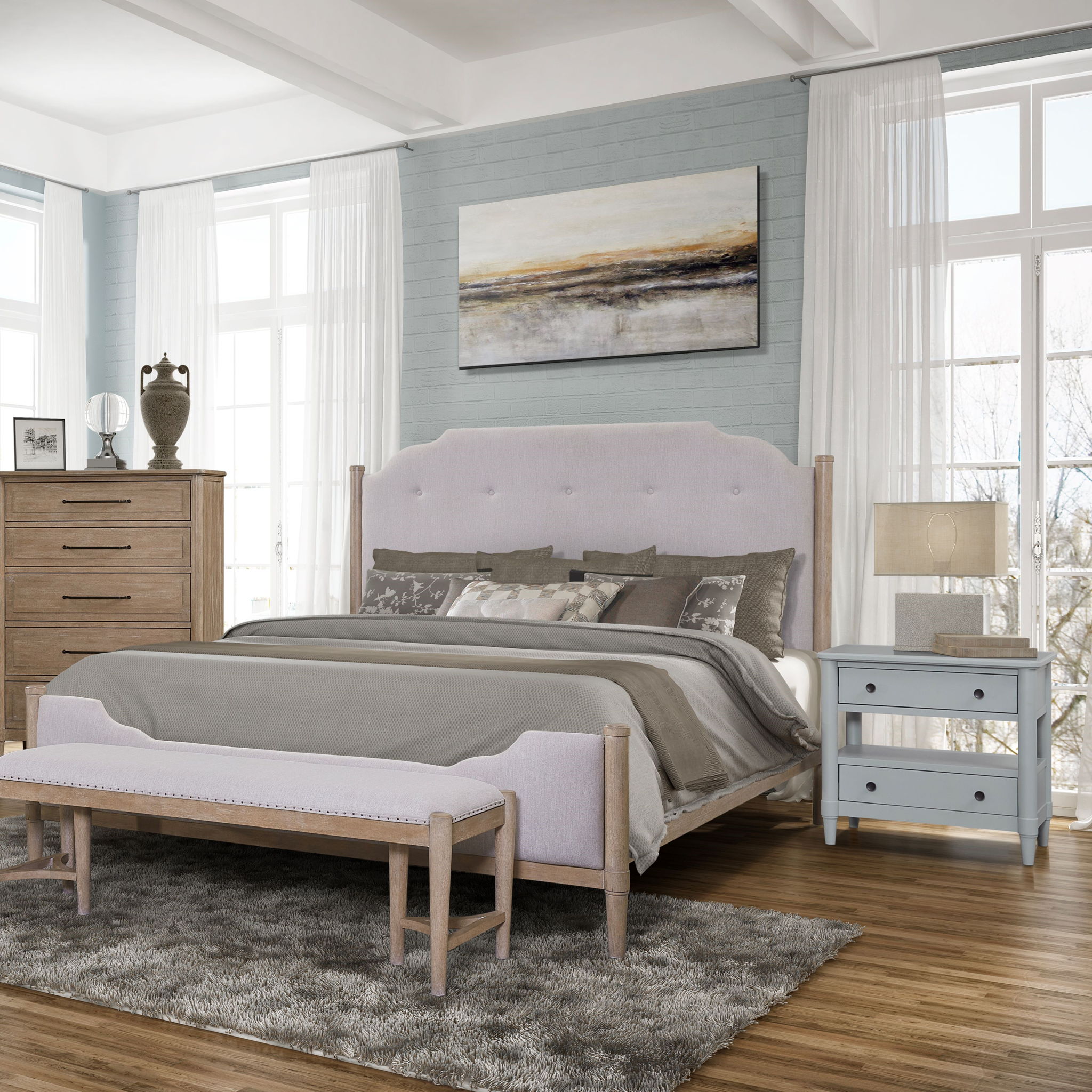 Open Nightstand With 2 Drawers