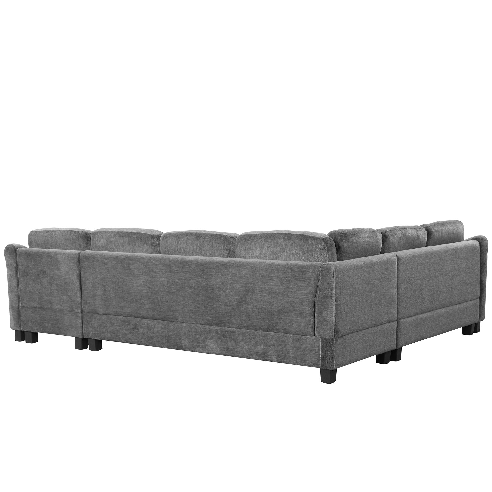 Contemporary U - Shaped Sectional Sofa With Movable Storage Ottoman