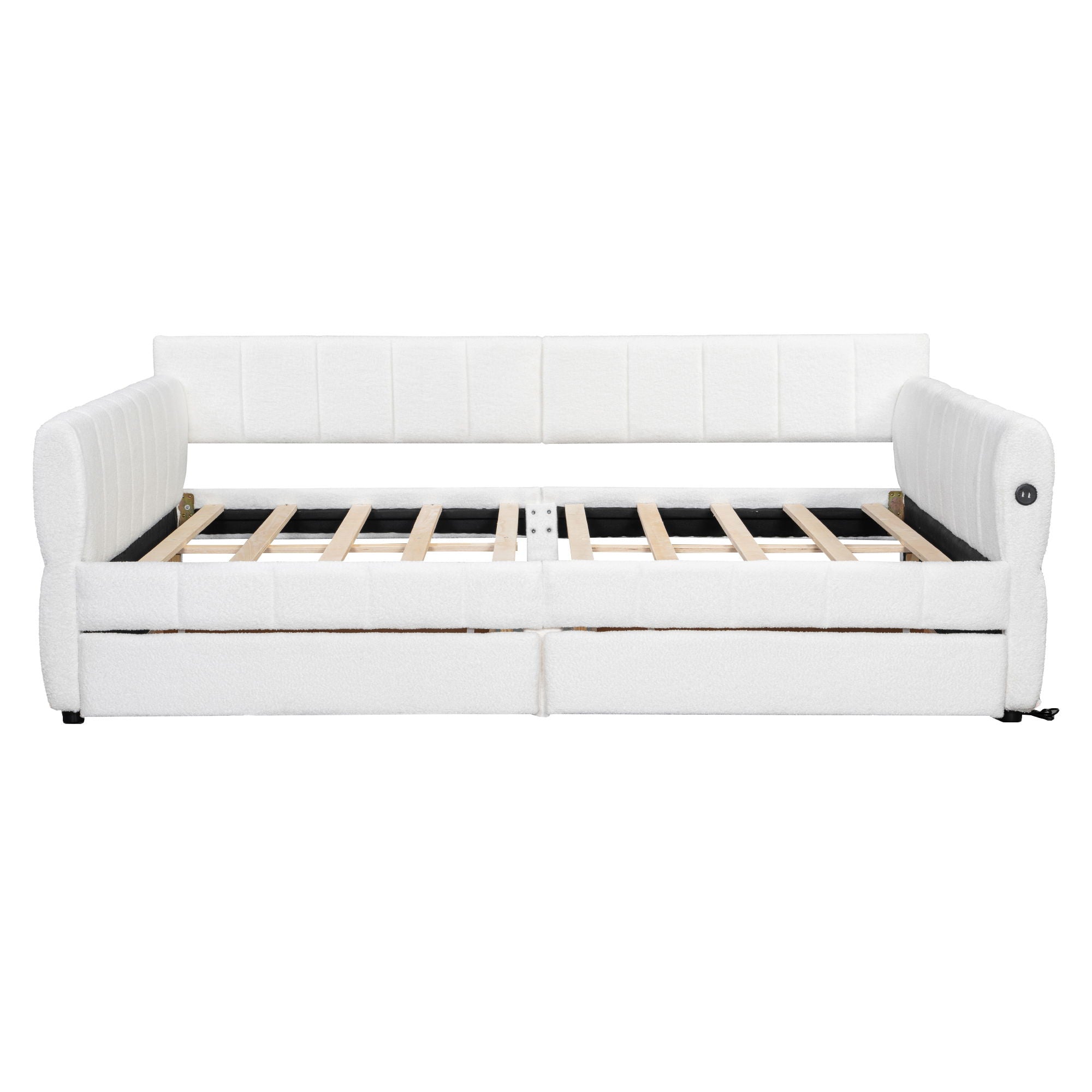 Upholstered Platform Bed With USB And 2 Drawers