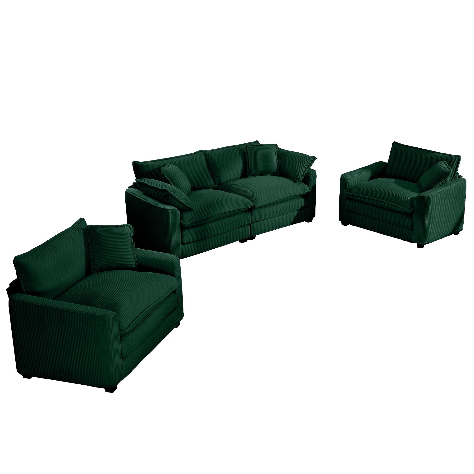 Elegant Corduroy Oversized Sectional Sofa Set With Deep Seats And Flexible Layout