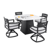 Outdoor Patio Dining Set, Squircle Dining Table, Dining Chairs With Sunbrella Cushions