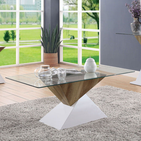 Furniture of America Bima - Coffee Table - White / Natural Tone | Meri Furniture