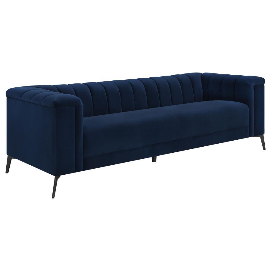 Coaster Fine Furniture Chalet - Upholstered Tuxedo Arm Tufted Sofa - Blue | Meri Furniture