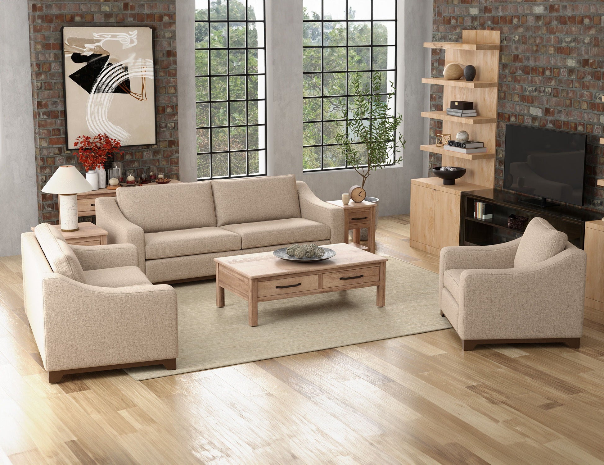 International Furniture Direct Natural Parota - Sofa - Capuccino Brown | Meri Furniture