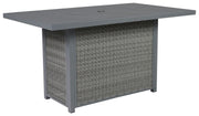 Signature Design by Ashley® Palazzo - Gray - Rect Bar Table W/Fire Pit | Meri Furniture