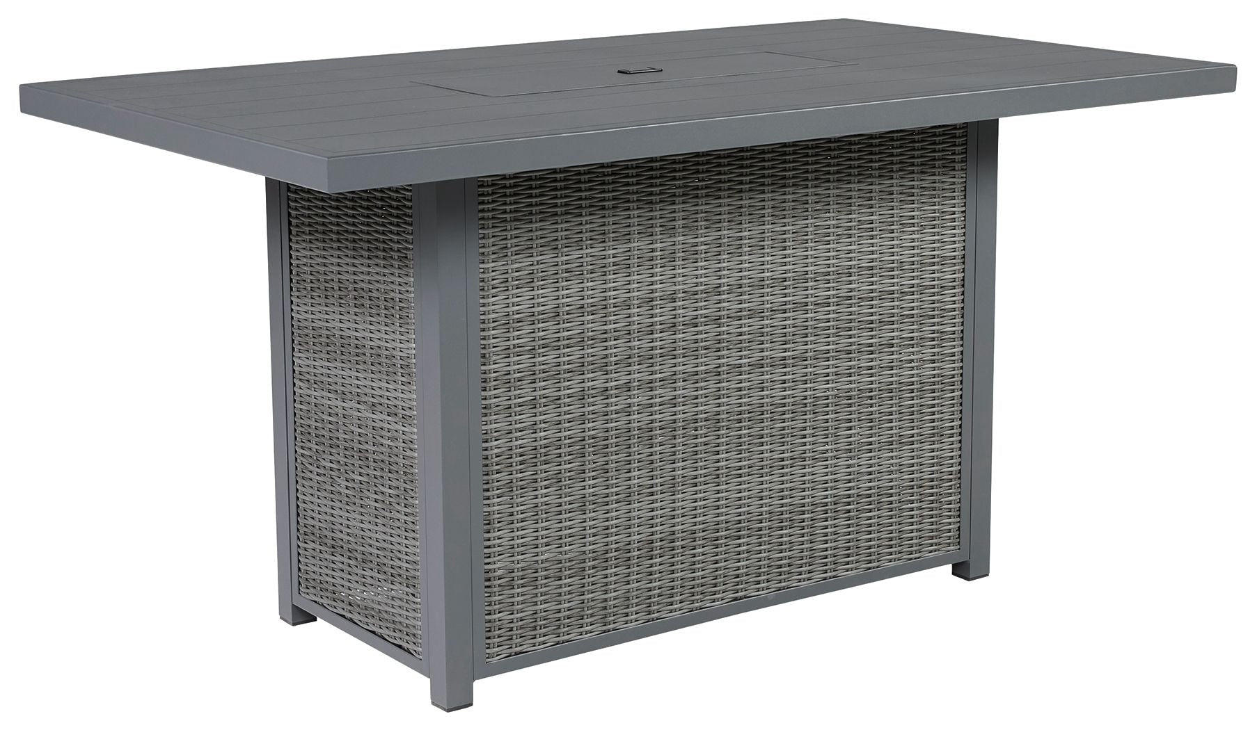 Signature Design by Ashley® Palazzo - Gray - Rect Bar Table W/Fire Pit | Meri Furniture