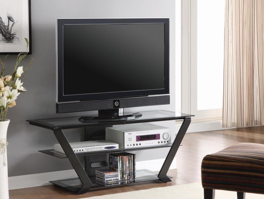 Coaster Fine Furniture Donlyn - 2-Tier Metal TV Stand With Glass Shelves - Black | Meri Furniture