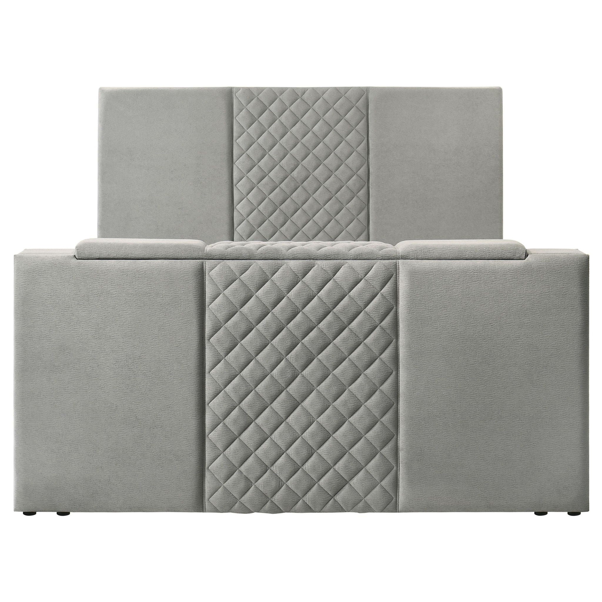 Tara 61-inch Upholstered Eastern King Panel TV Bed Grey