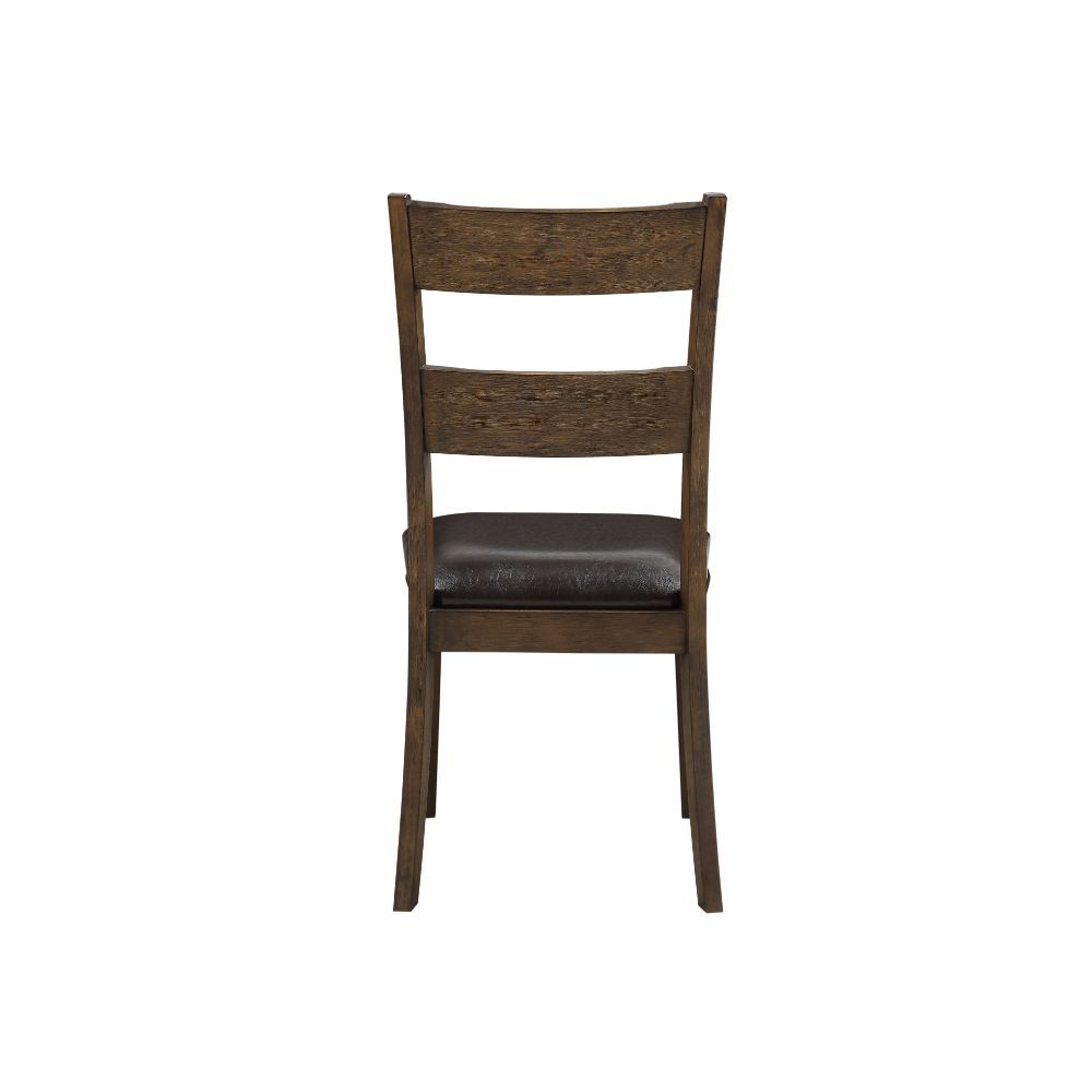 Nabirye - Side Chair Set of 2) - Esspresso Synthetic Leather & Dark Oak