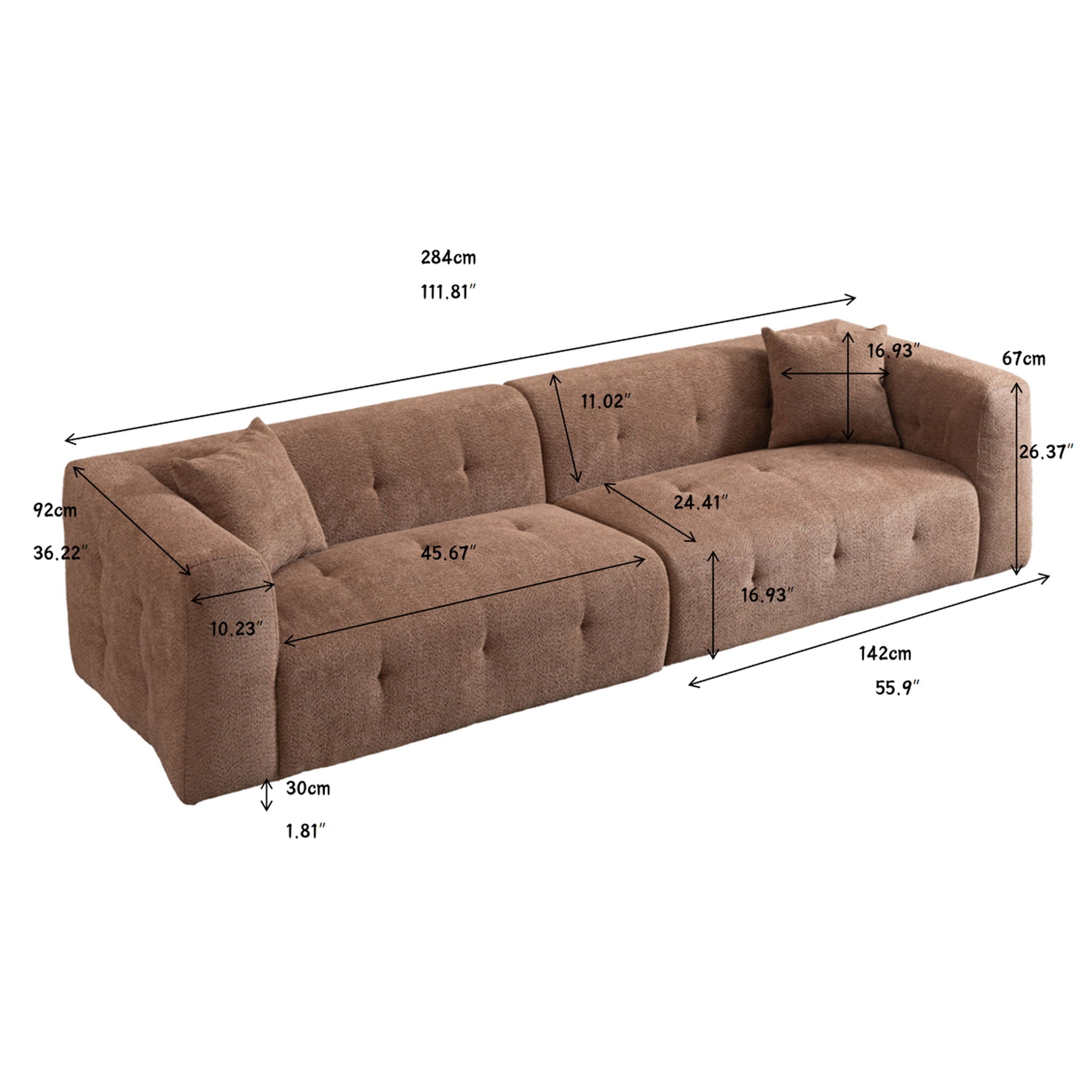 Stylish Sofa With Square Design And Thick Handrailing For Living Room