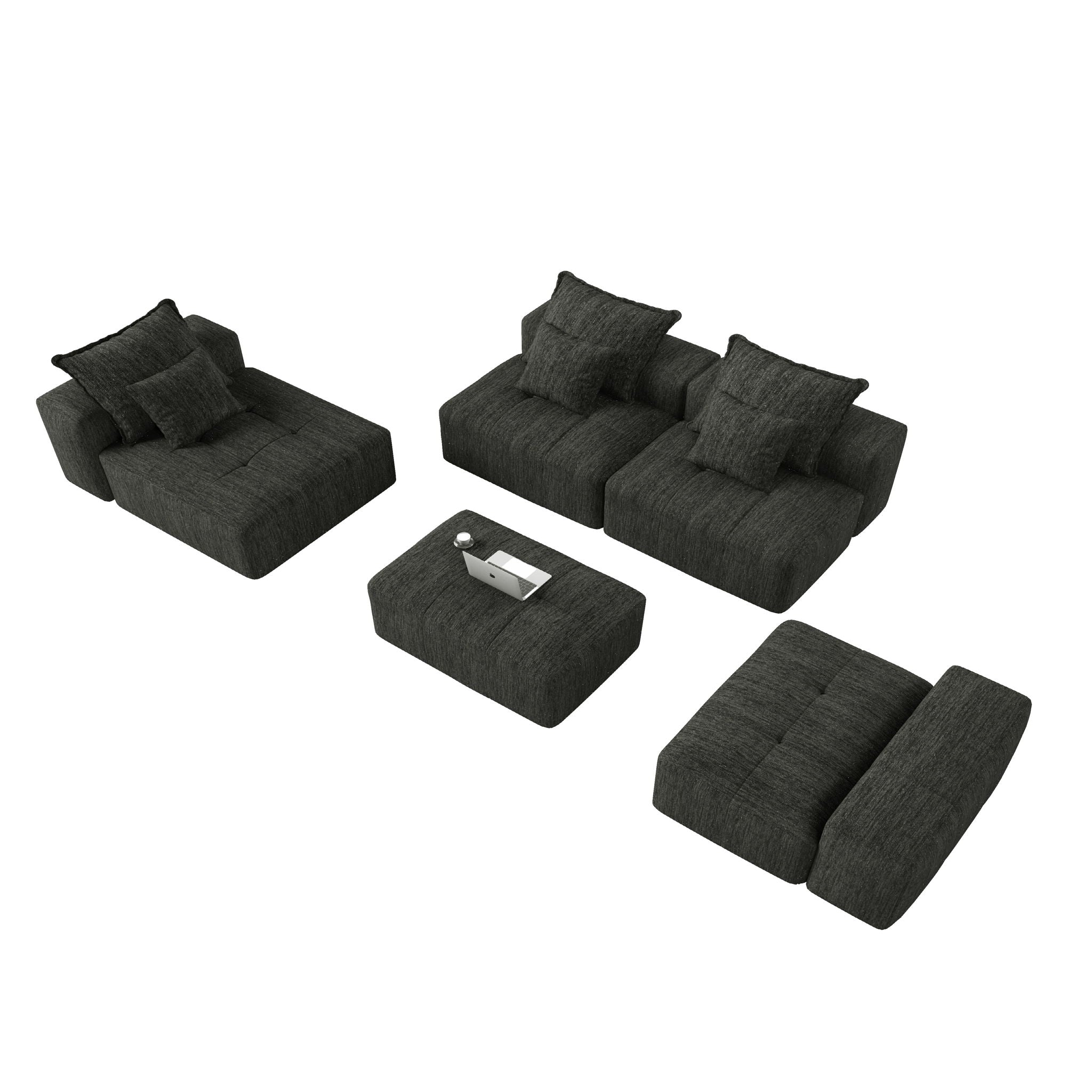 Modern Oversized Diy Combination, Modular Sectional Sofa With Pillows