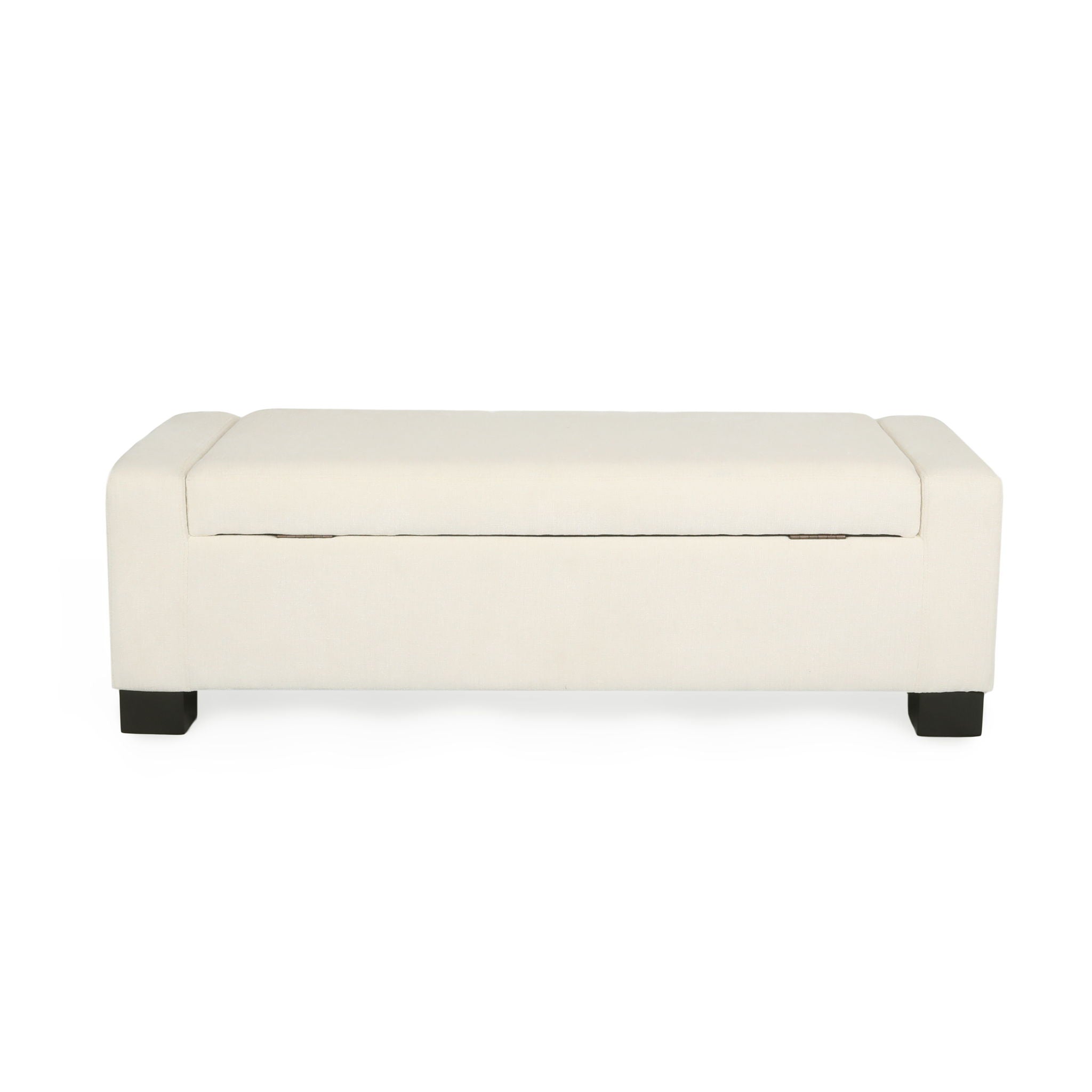 Textured Fabric Ottoman Bench With Hinged Lid
