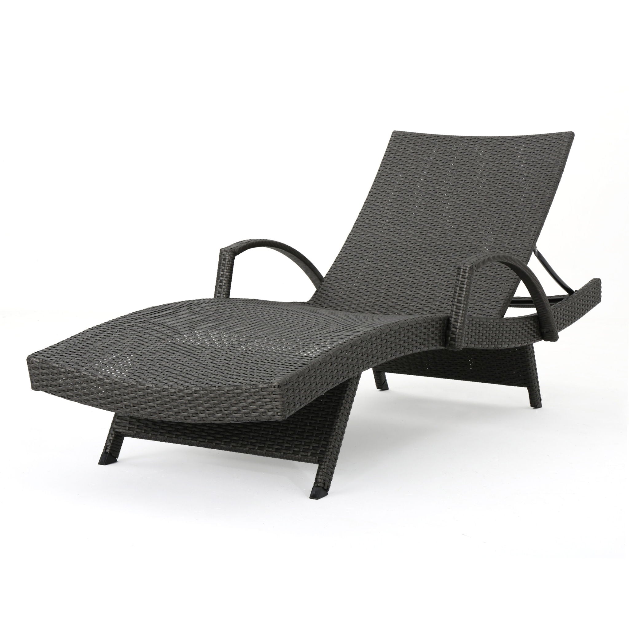 Salem - Contemporary Wicker Chaise Lounge With Arm, Weather Resistant
