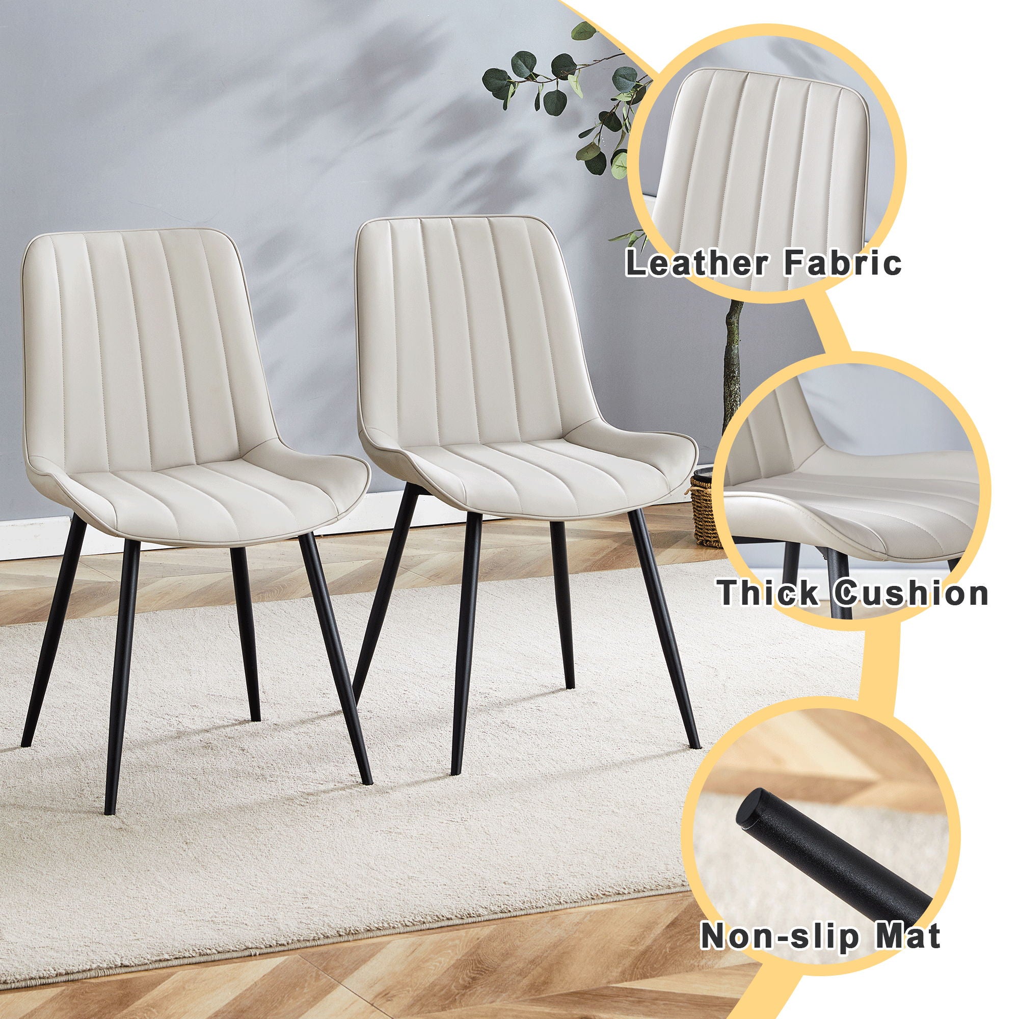 Modern Style Extended Seat Cushion Dining Chair Set