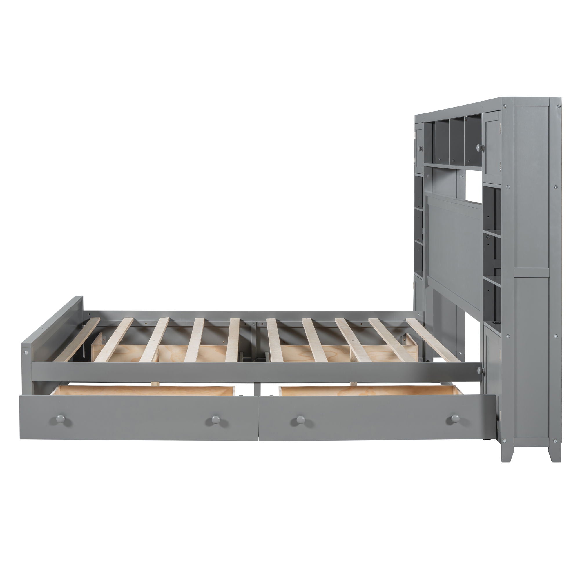 Bed With All In One Cabinet, Shelf And Sockets