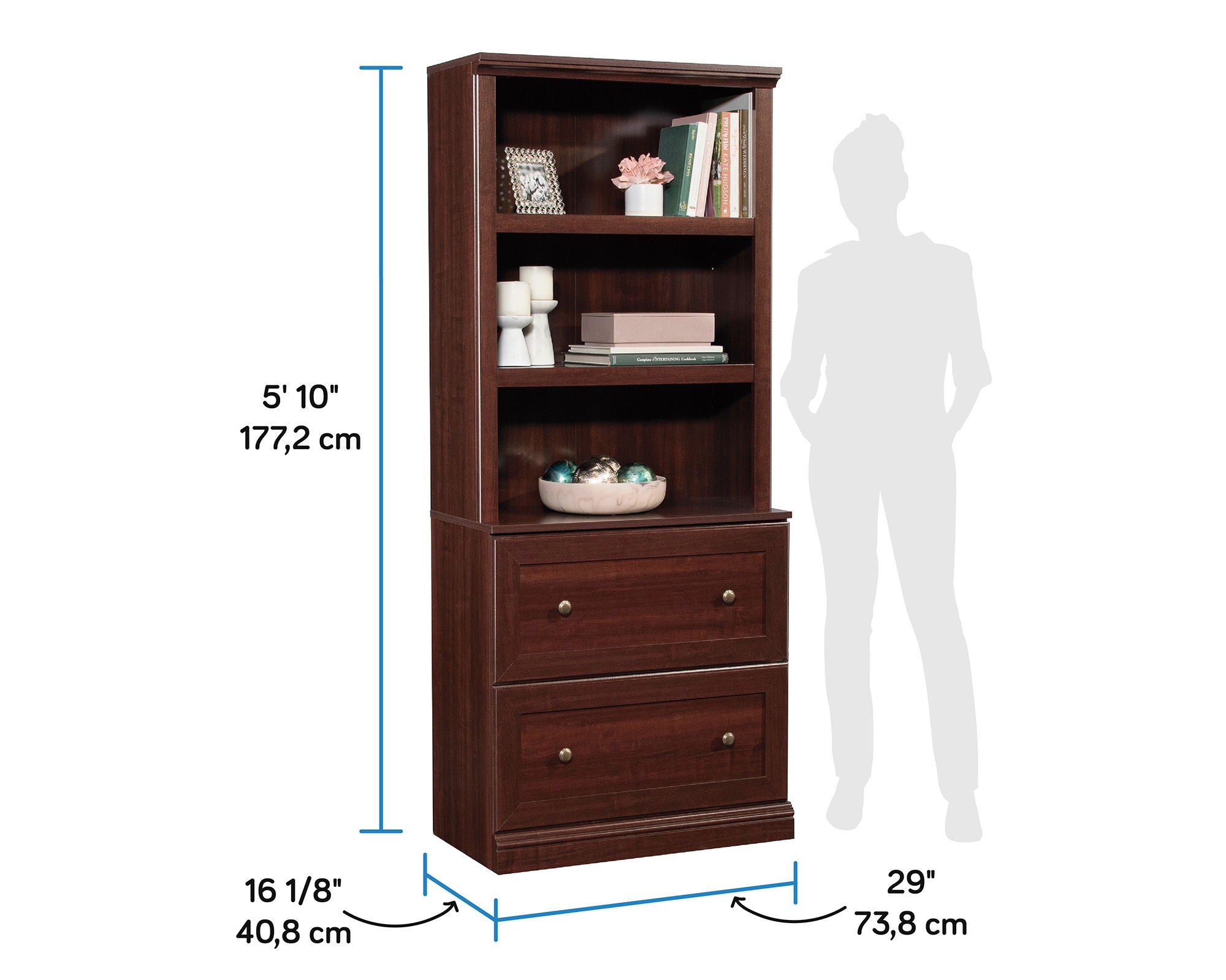 Bookcase with Drawers in Select Cherry